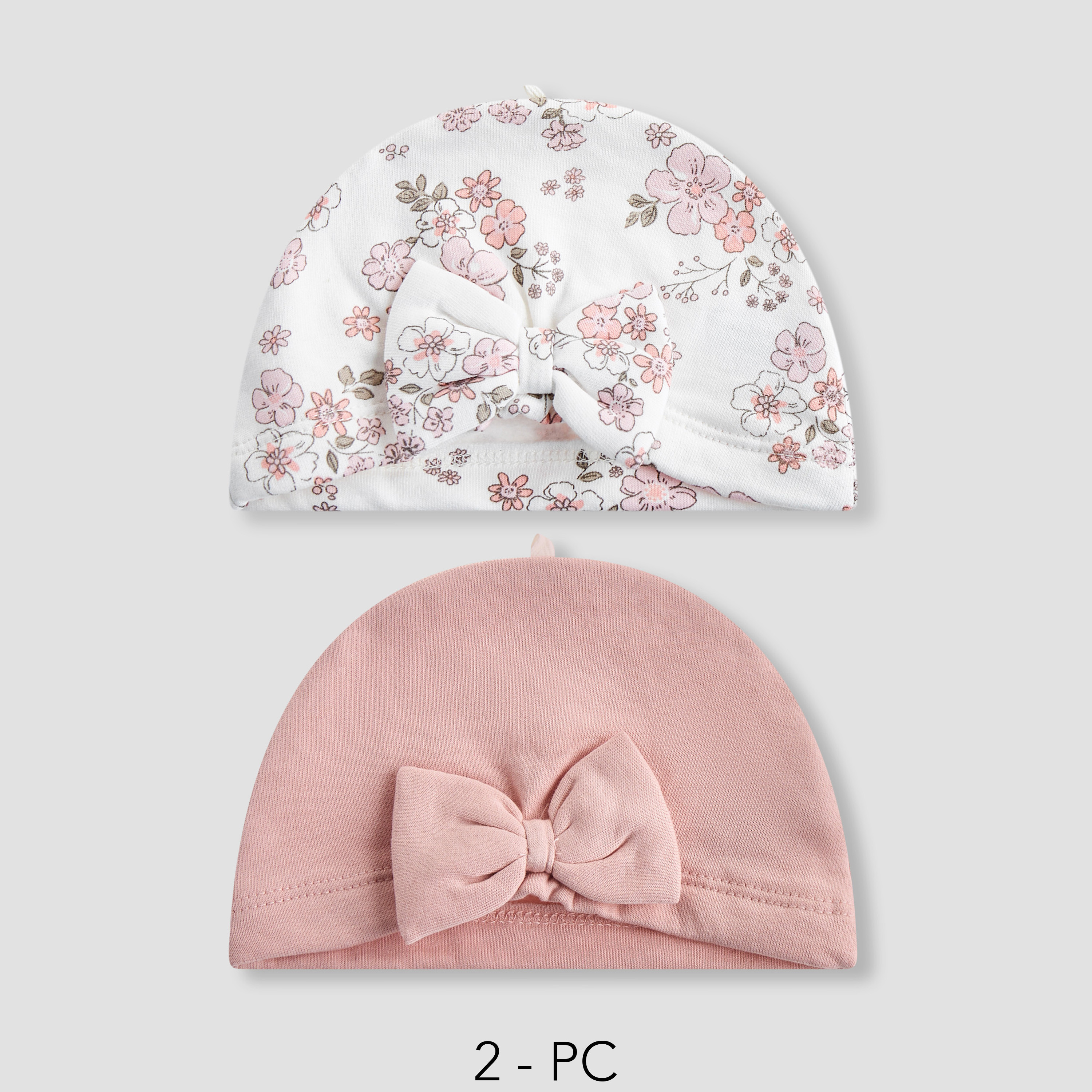 طقم من 2 كاب بتفاصيل فيونكة من جونيورز-baby-girls-accessories-caps-image-1