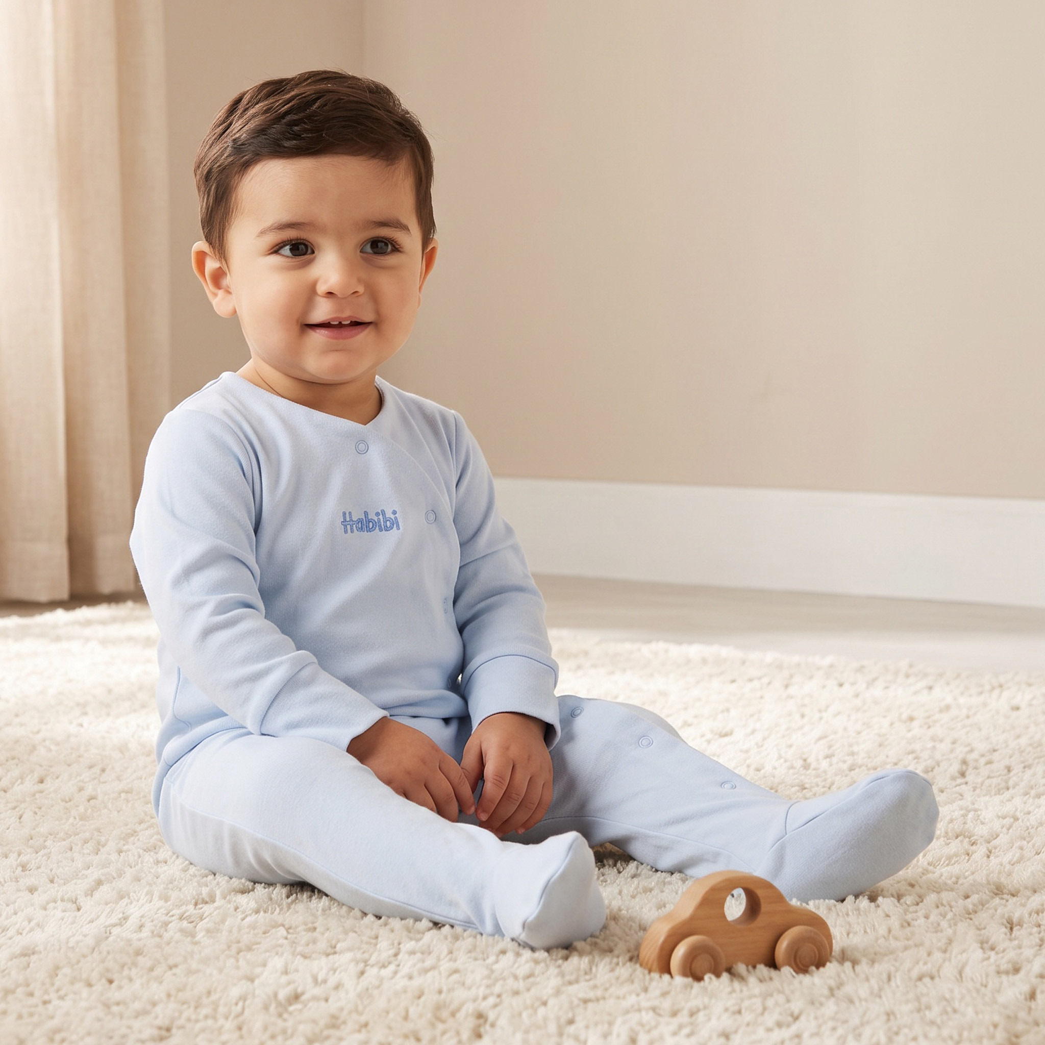 Juniors Cotton Crew Neck Long Sleeves Sleepsuit with Habibi Embroidery-baby-boys-clothing-nightwear-sleepsuits-image-1