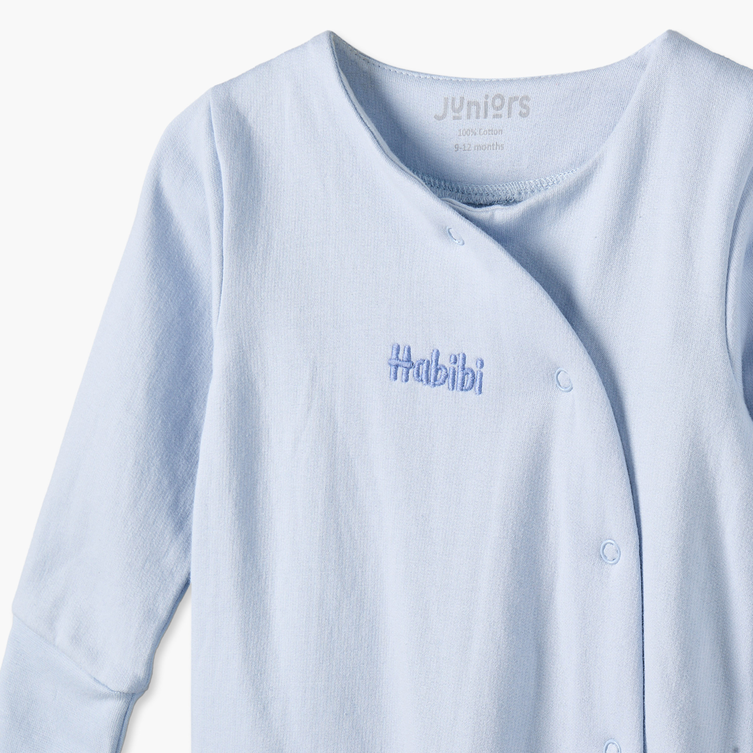 Juniors Cotton Crew Neck Long Sleeves Sleepsuit with Habibi Embroidery-baby-boys-clothing-nightwear-sleepsuits-image-4
