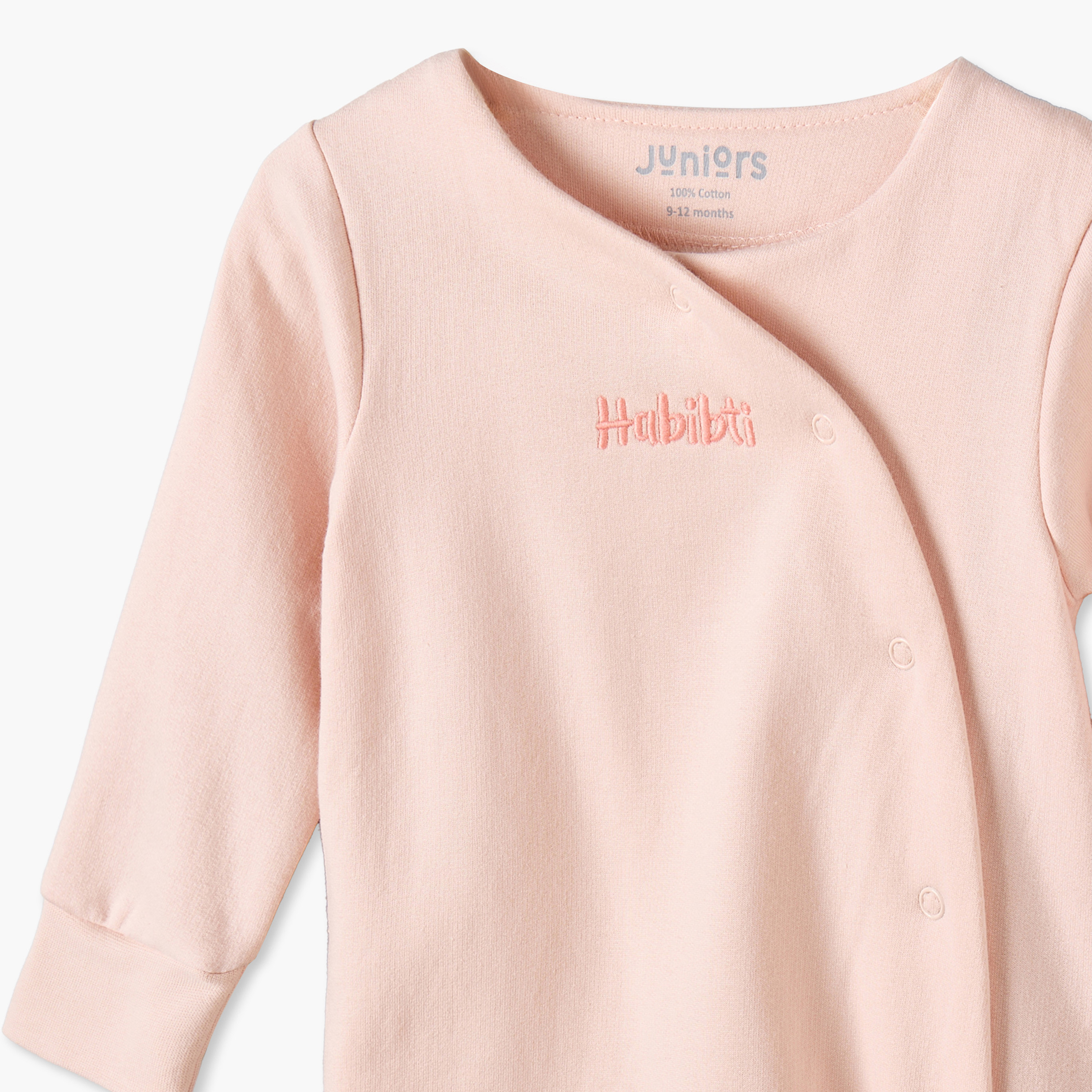 Juniors Cotton Crew Neck Long Sleeves Sleepsuit with Snap Button Closure-baby-girls-clothing-nightwear-sleepsuits-image-4