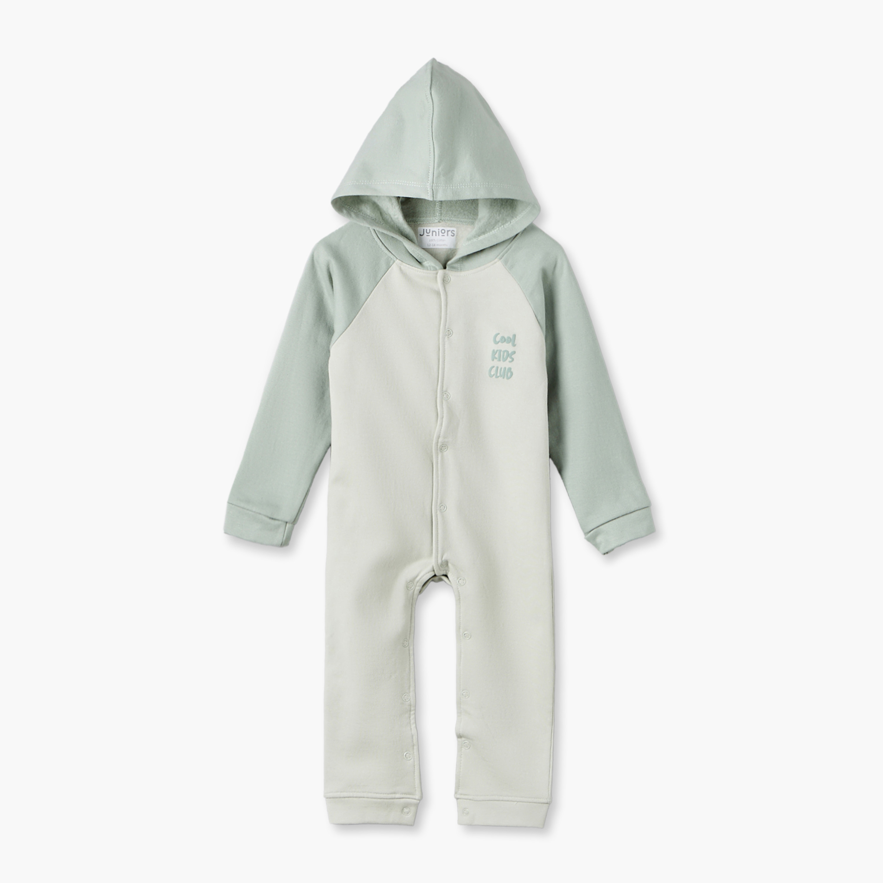 Juniors Cotton Hooded Long Sleeves Sleepsuit with Snap Button Closure-baby-boys-clothing-nightwear-sleepsuits-image-1