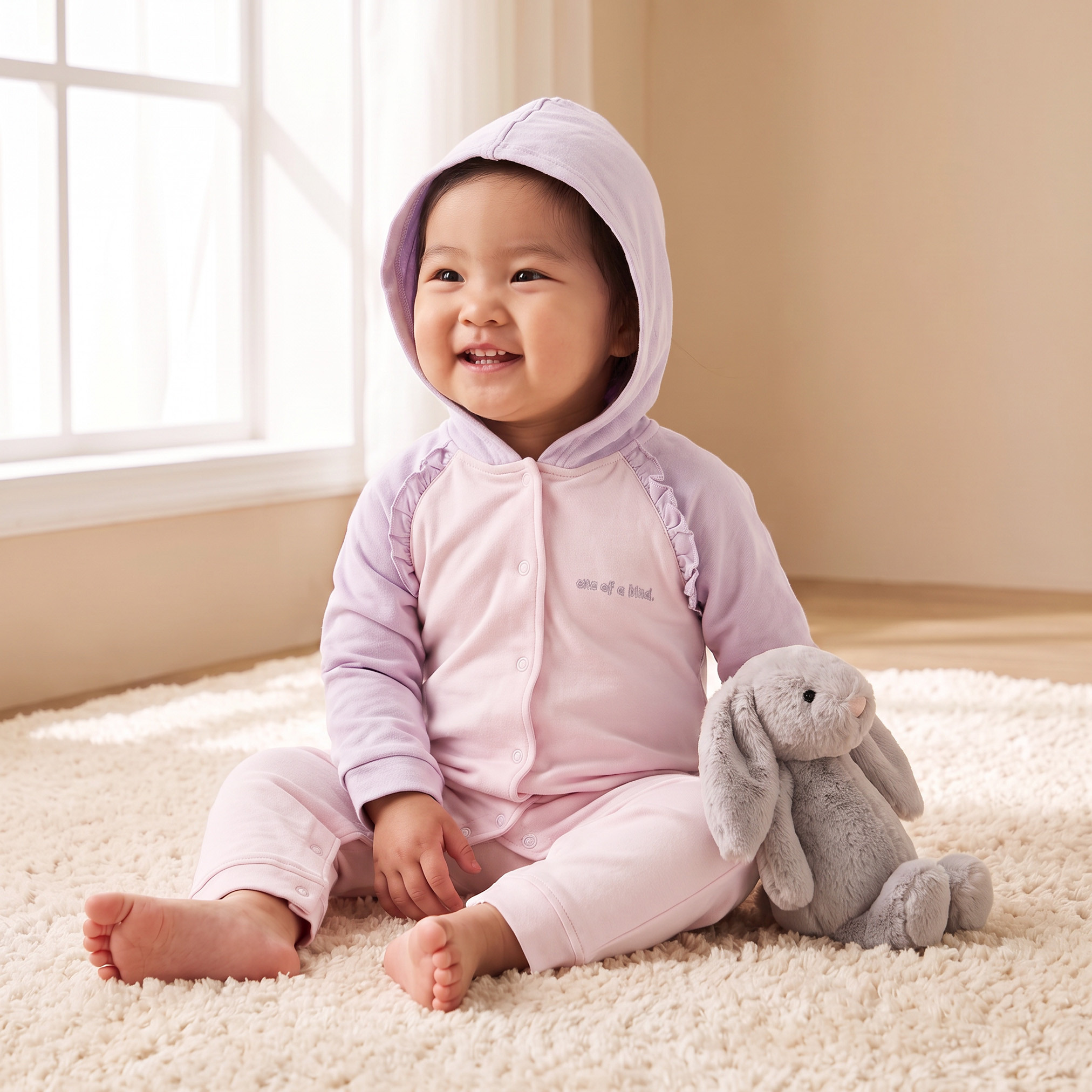 Juniors Cotton Hooded Long Sleeves Sleepsuit with Snap Button Closure-baby-girls-clothing-nightwear-sleepsuits-image-1