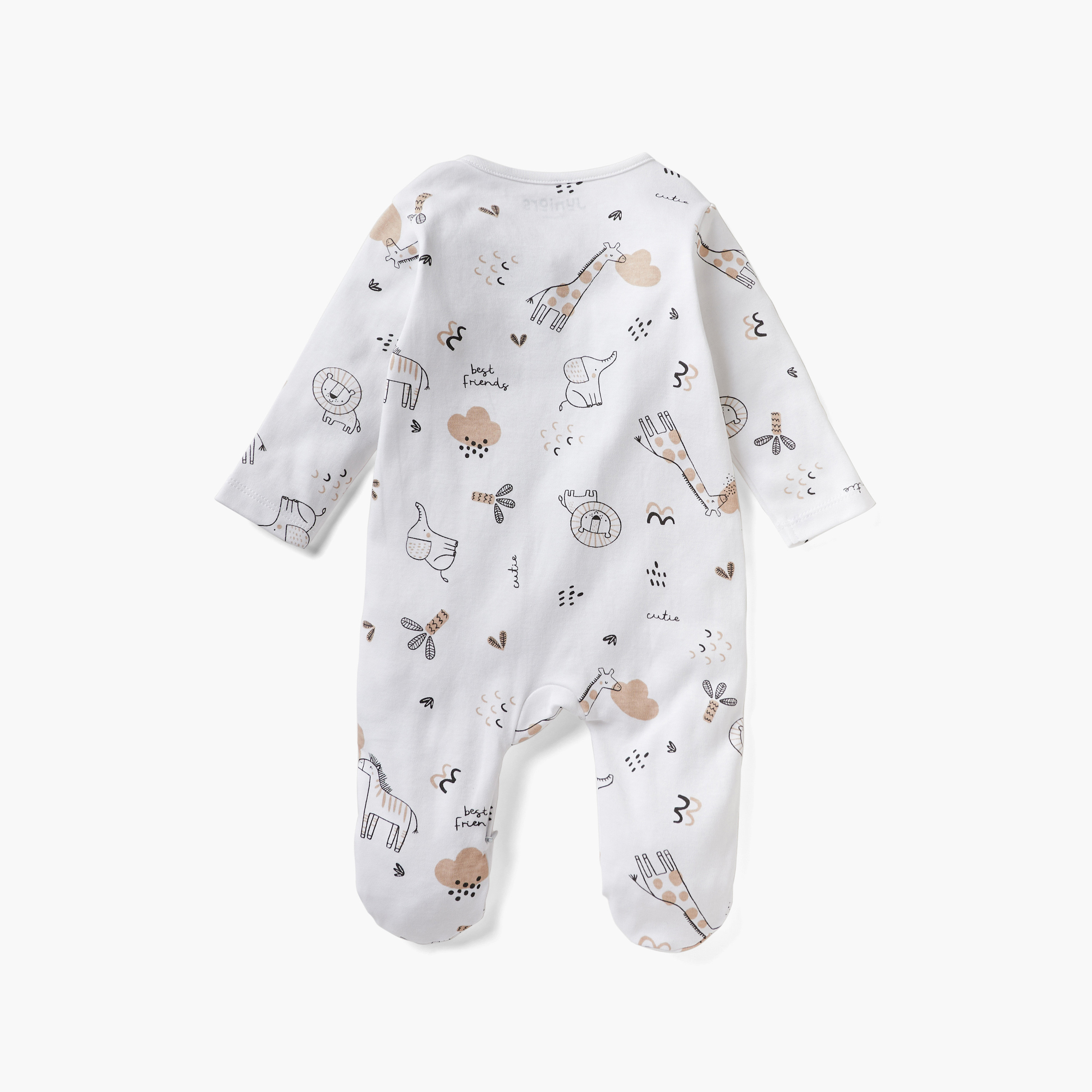 بدلة نوم بأقدام مغلقة وأكمام طويلة وطبعات حيوانات من جونيورز-baby-girls-clothing-nightwear-sleepsuits-image-4