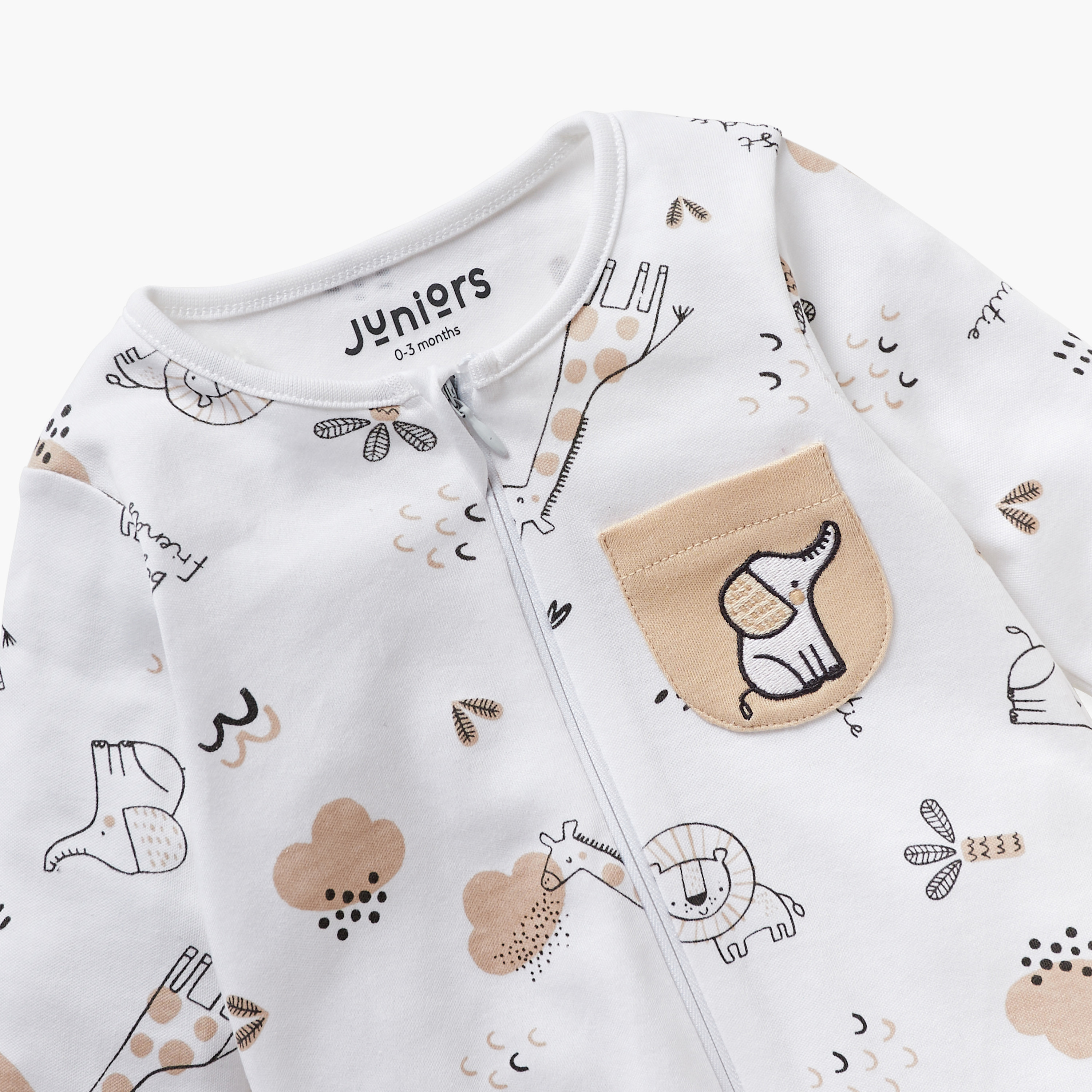 بدلة نوم بأقدام مغلقة وأكمام طويلة وطبعات حيوانات من جونيورز-baby-girls-clothing-nightwear-sleepsuits-image-3