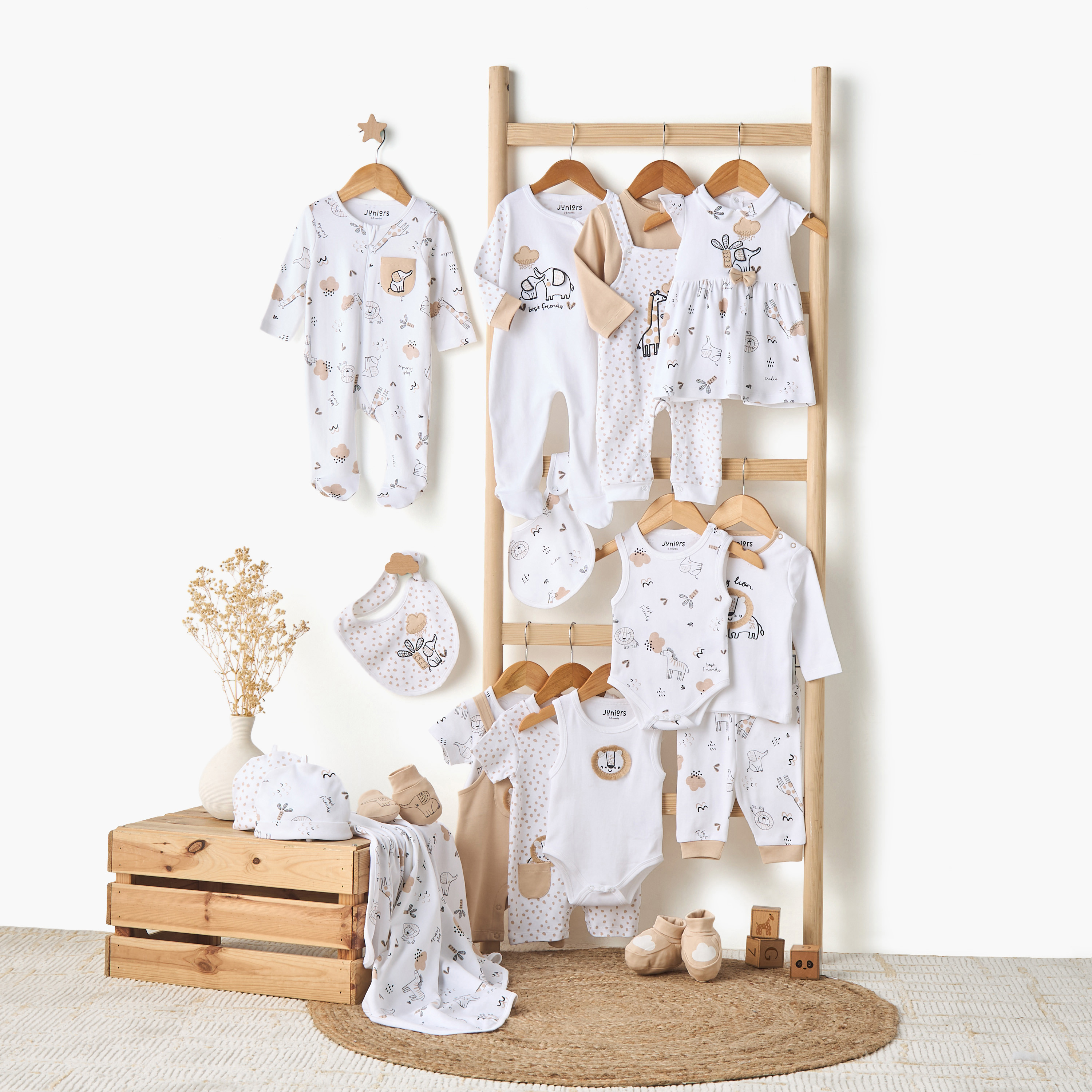 بدلة نوم بأقدام مغلقة وأكمام طويلة وطبعات حيوانات من جونيورز-baby-girls-clothing-nightwear-sleepsuits-image-1