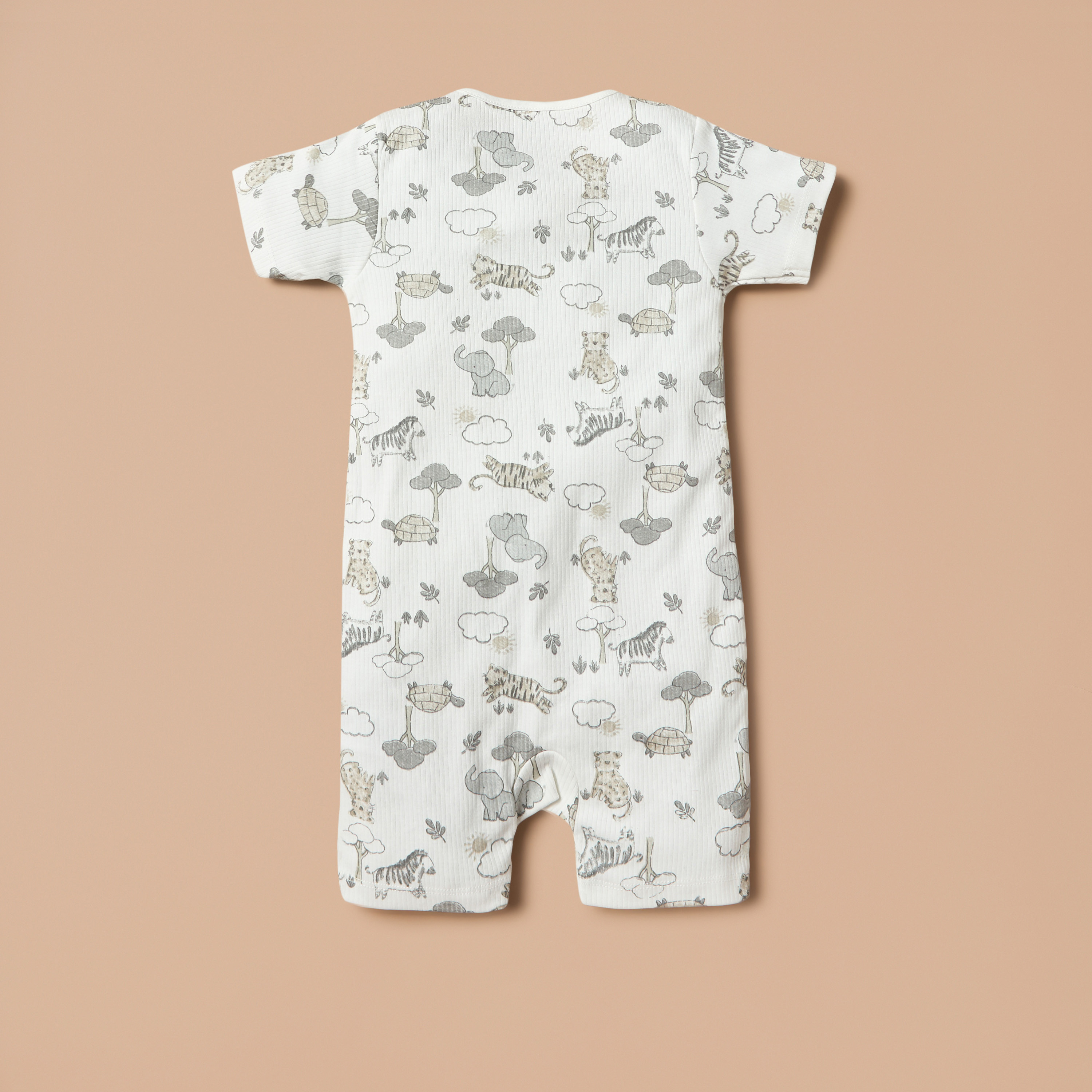 Juniors All-Over Safari Print Romper with Short Sleeves and Snap Button Closure-baby-boys-clothing-winterwear-rompers-image-2