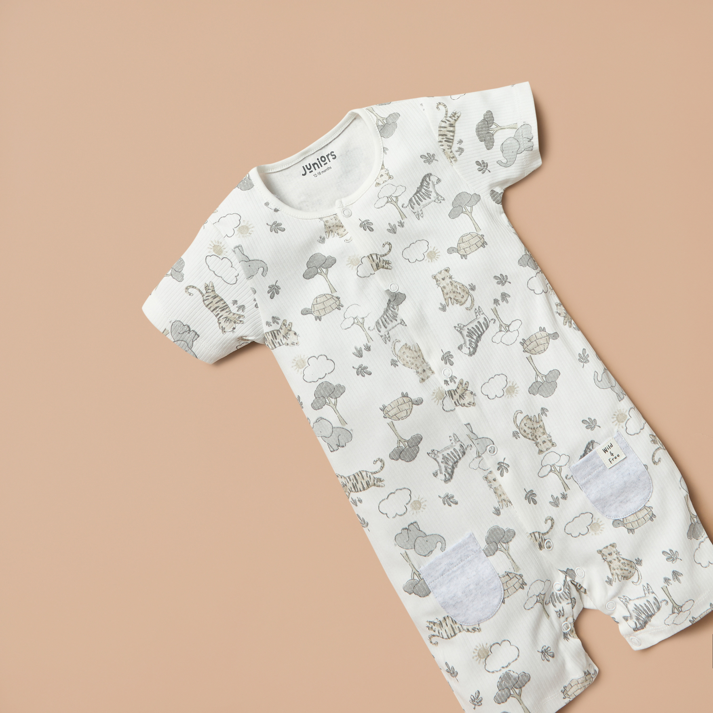 Juniors All-Over Safari Print Romper with Short Sleeves and Snap Button Closure-baby-boys-clothing-winterwear-rompers-image-3