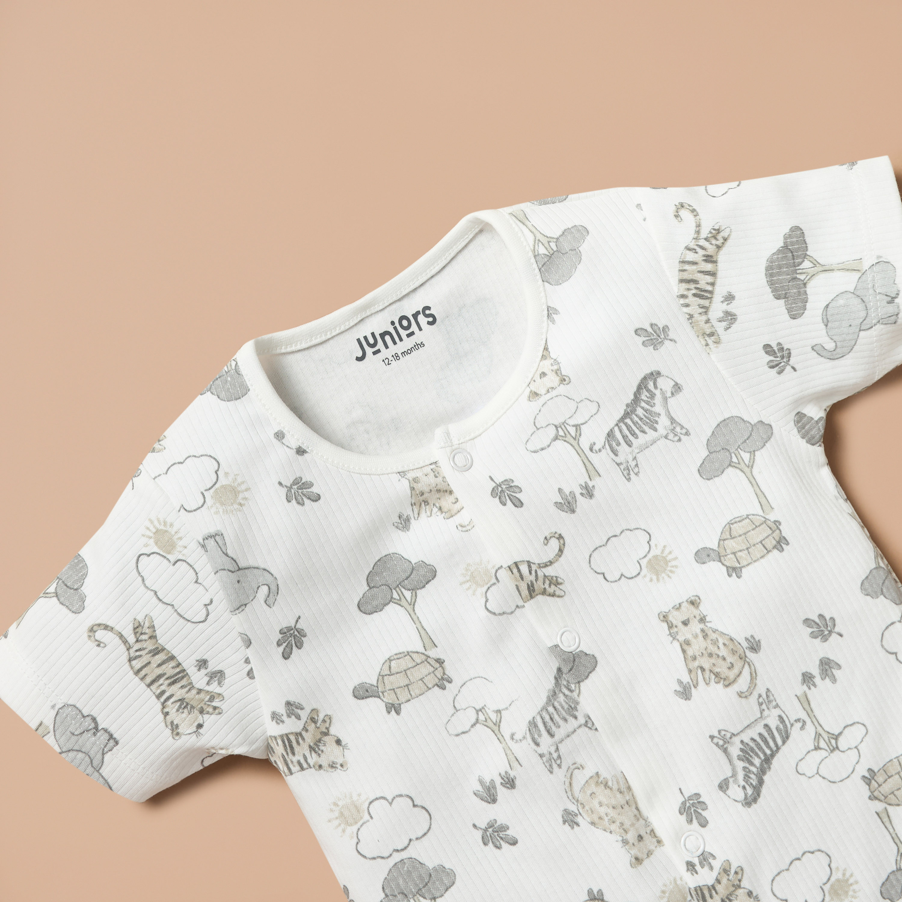 Juniors All-Over Safari Print Romper with Short Sleeves and Snap Button Closure-baby-boys-clothing-winterwear-rompers-image-4