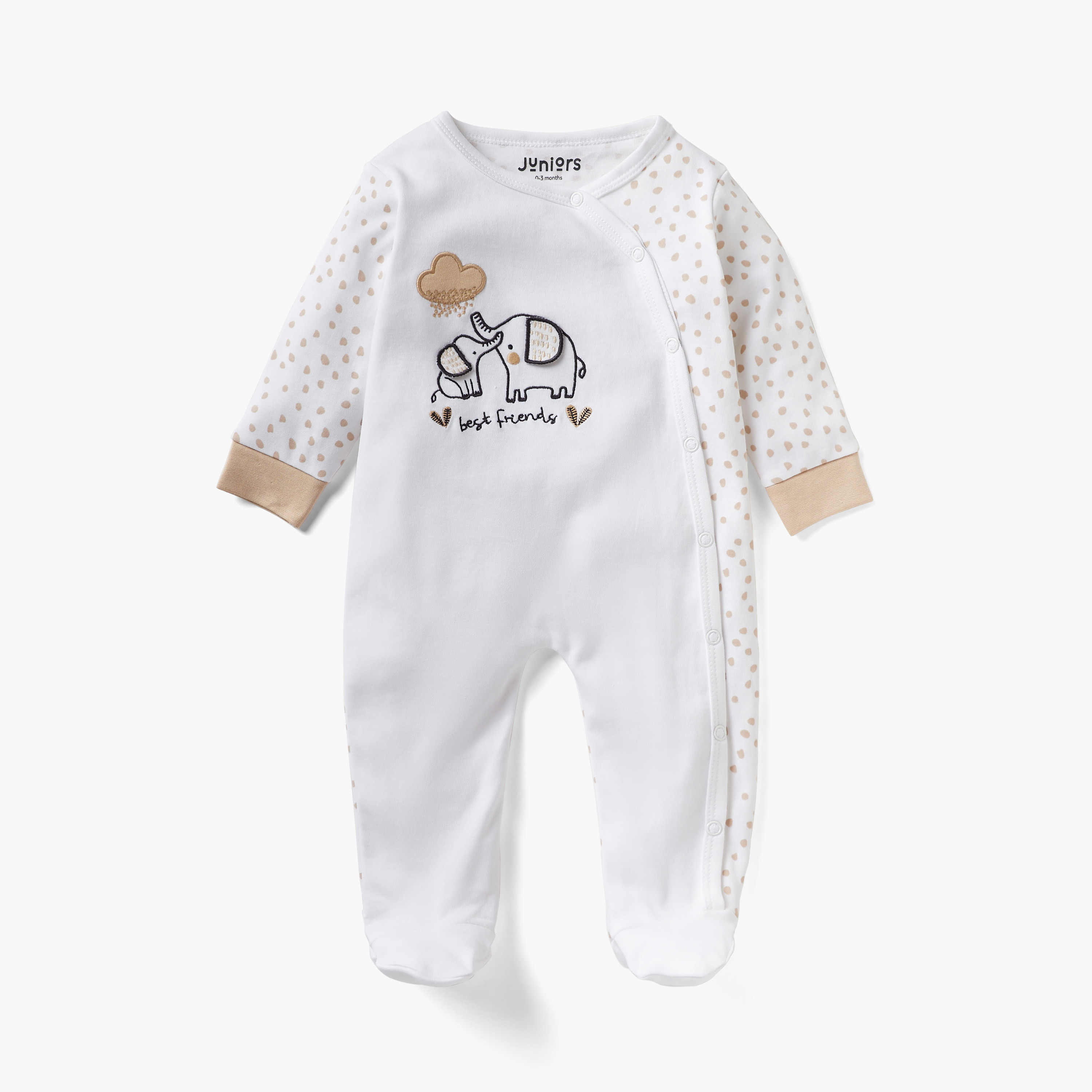 Juniors Embroidered Closed Feet Sleepsuit with Long Sleeves-baby-girls-clothing-nightwear-sleepsuits-image-1
