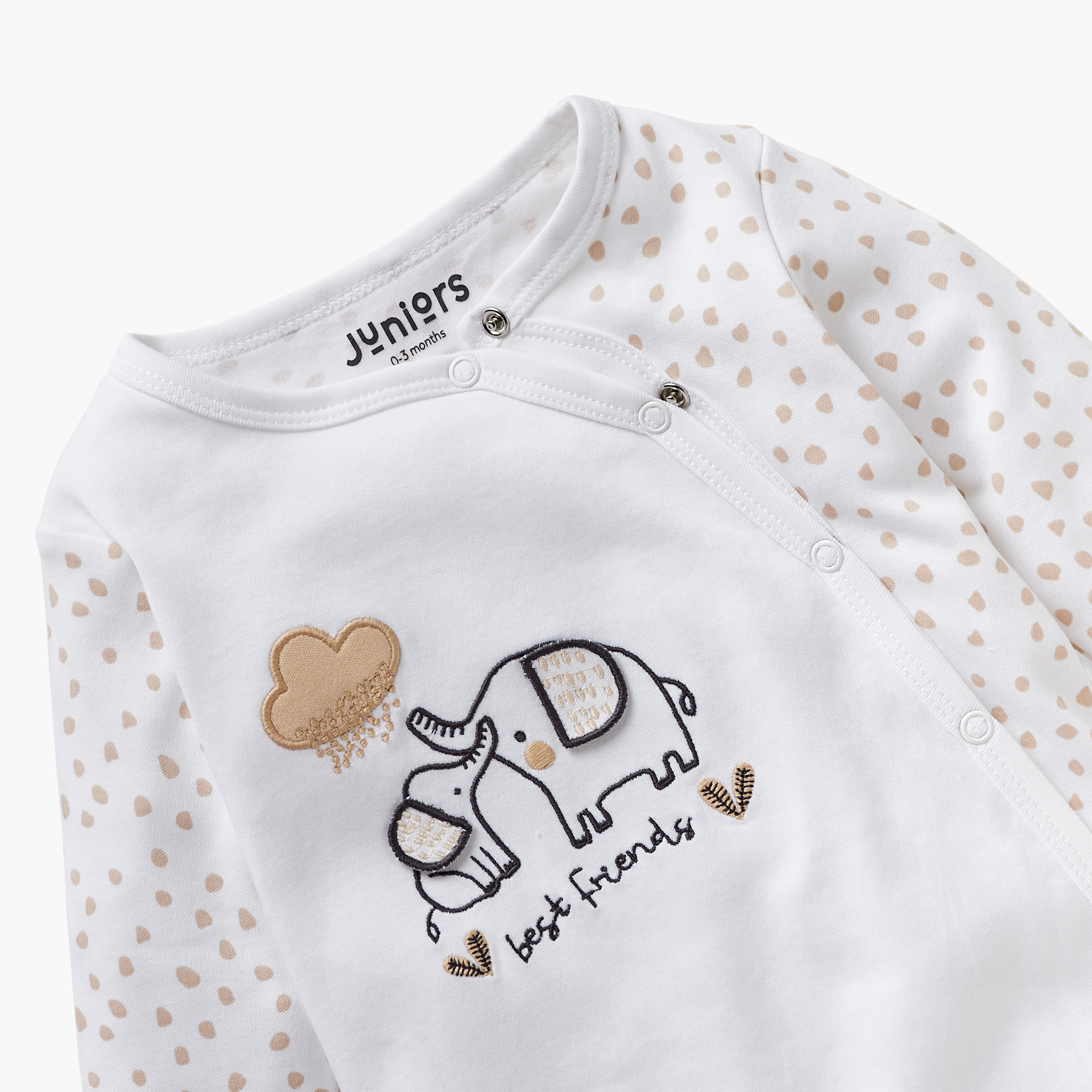 Juniors Embroidered Closed Feet Sleepsuit with Long Sleeves-baby-girls-clothing-nightwear-sleepsuits-image-3