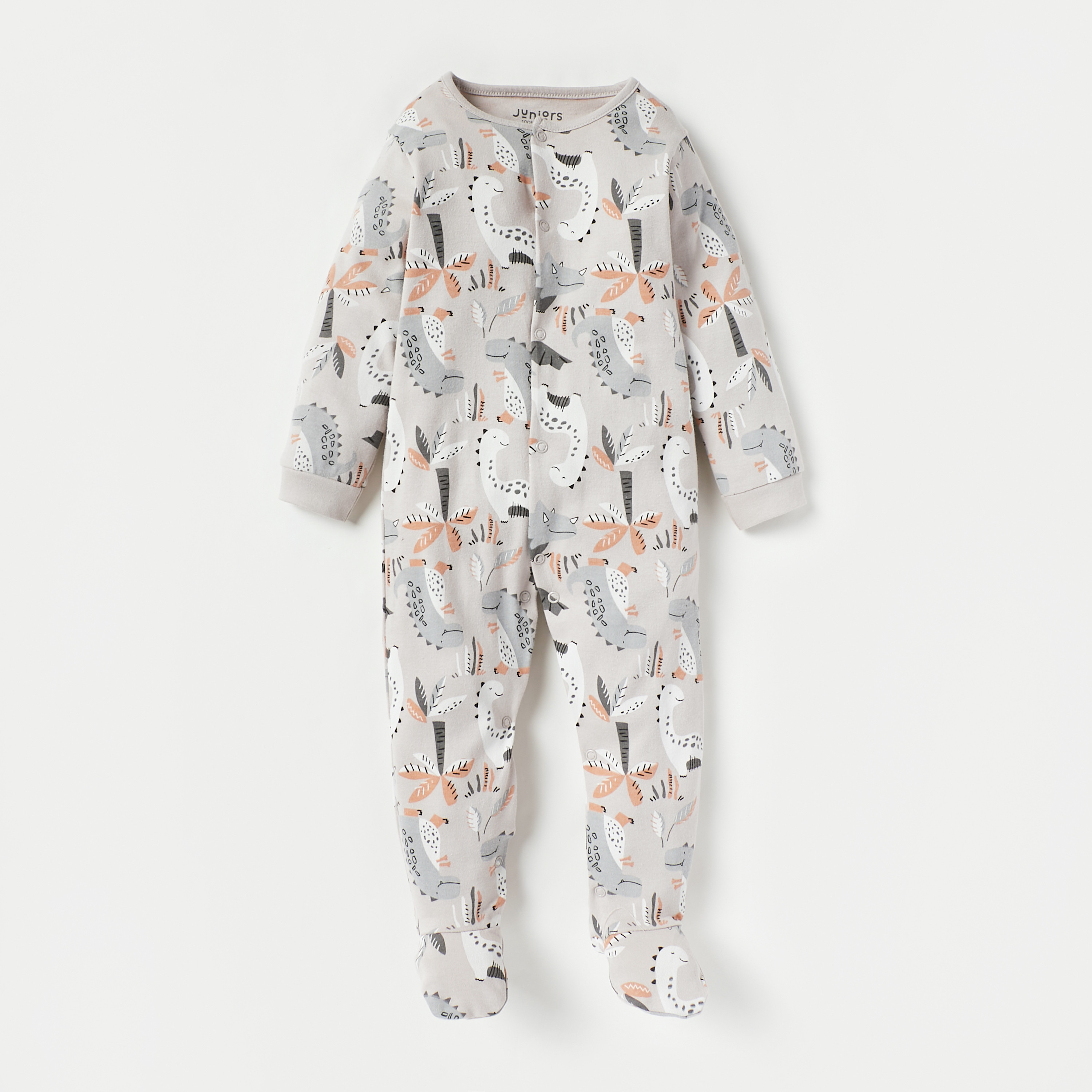 بدلات نوم بأزرار إغلاق كبّاسة وطبعات ديناصور من جونيورز - طقم من قطعتين-baby-boys-clothing-nightwear-sleepsuits-image-2