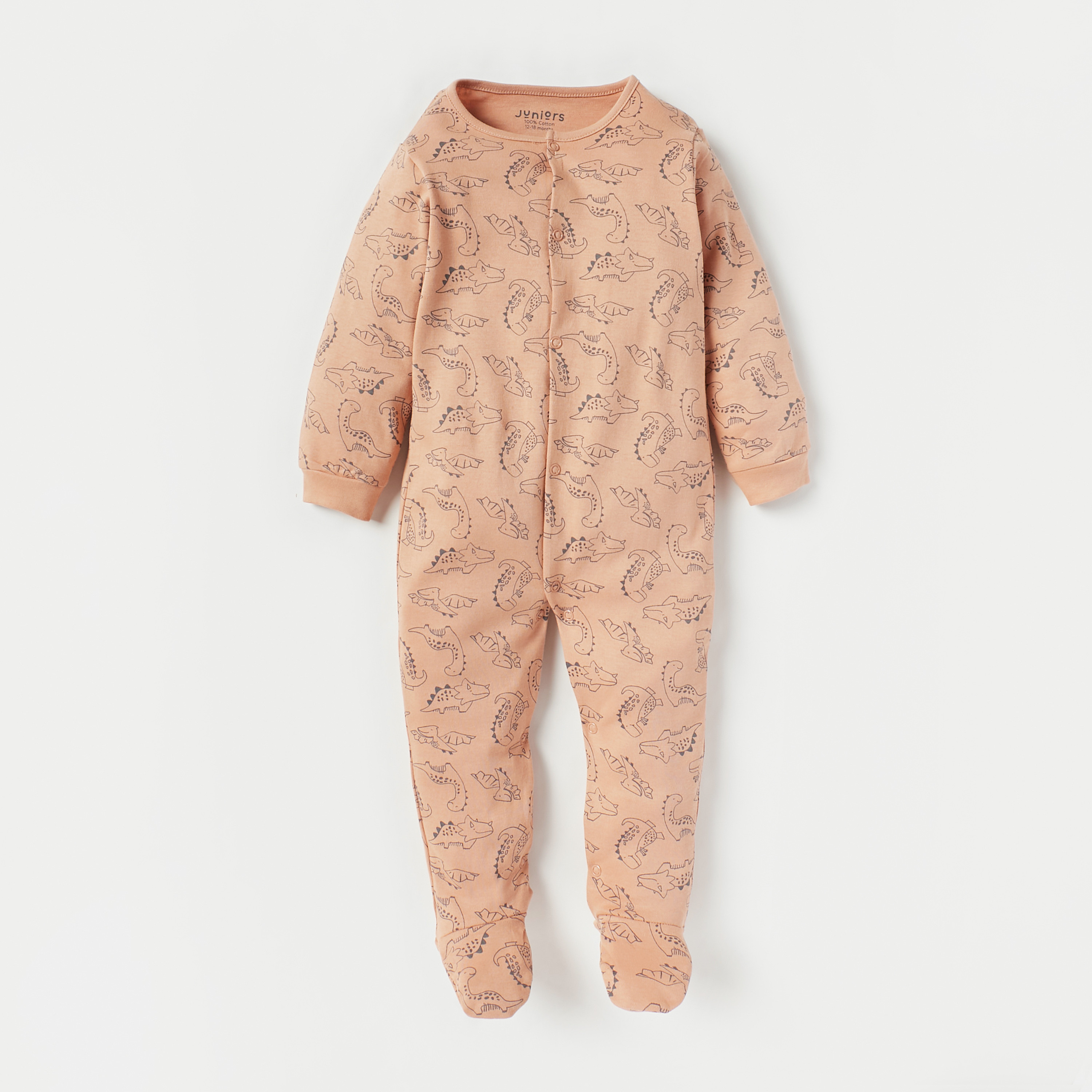 بدلات نوم بأزرار إغلاق كبّاسة وطبعات ديناصور من جونيورز - طقم من قطعتين-baby-boys-clothing-nightwear-sleepsuits-image-3