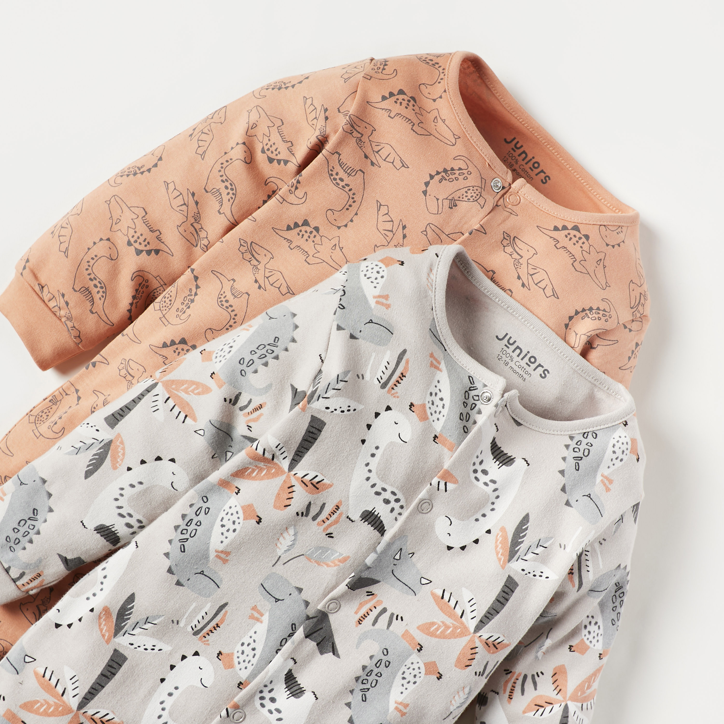 بدلات نوم بأزرار إغلاق كبّاسة وطبعات ديناصور من جونيورز - طقم من قطعتين-baby-boys-clothing-nightwear-sleepsuits-image-4