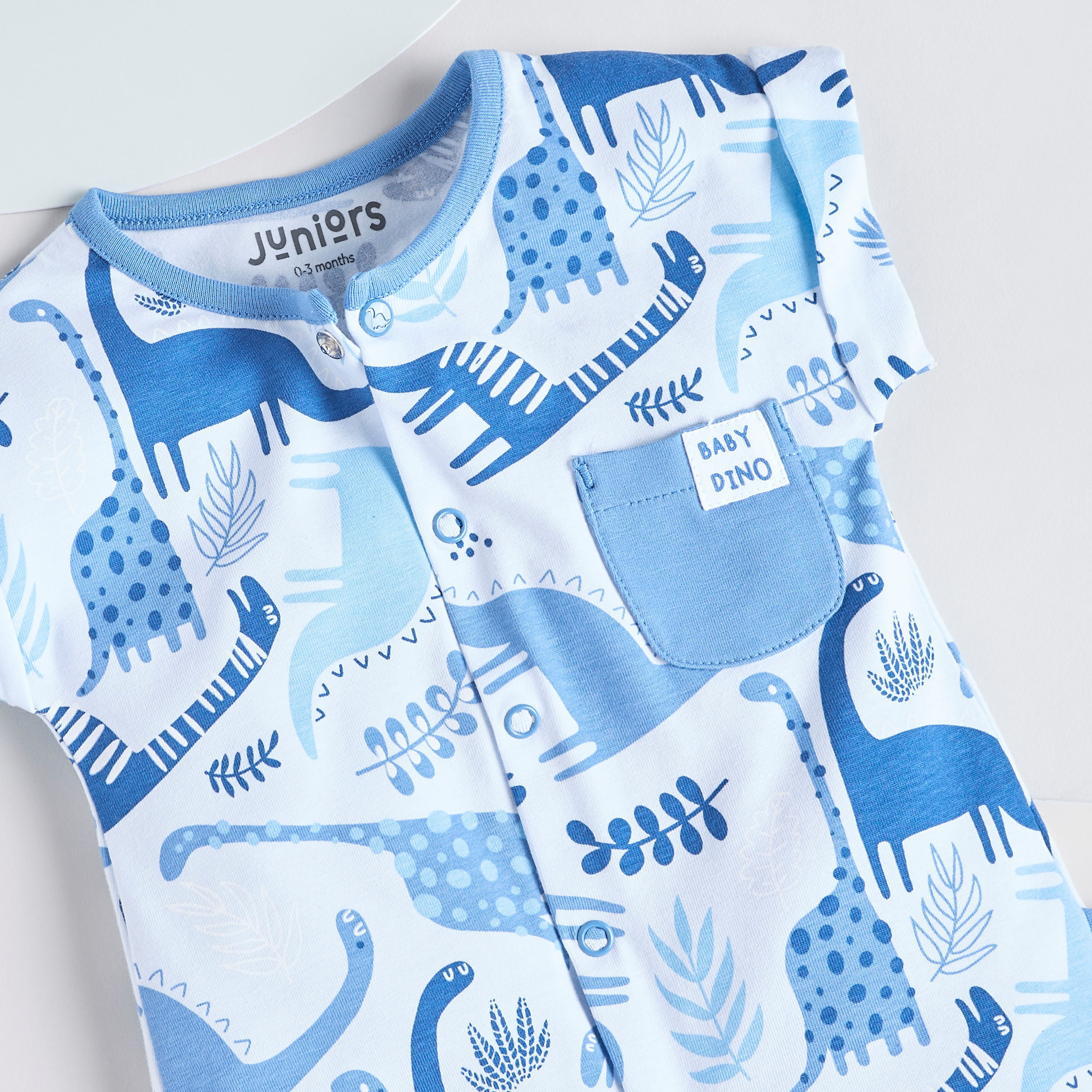 Juniors All-Over Dinosaur Print Romper with Short Sleeves-baby-boys-clothing-winterwear-rompers-image-2