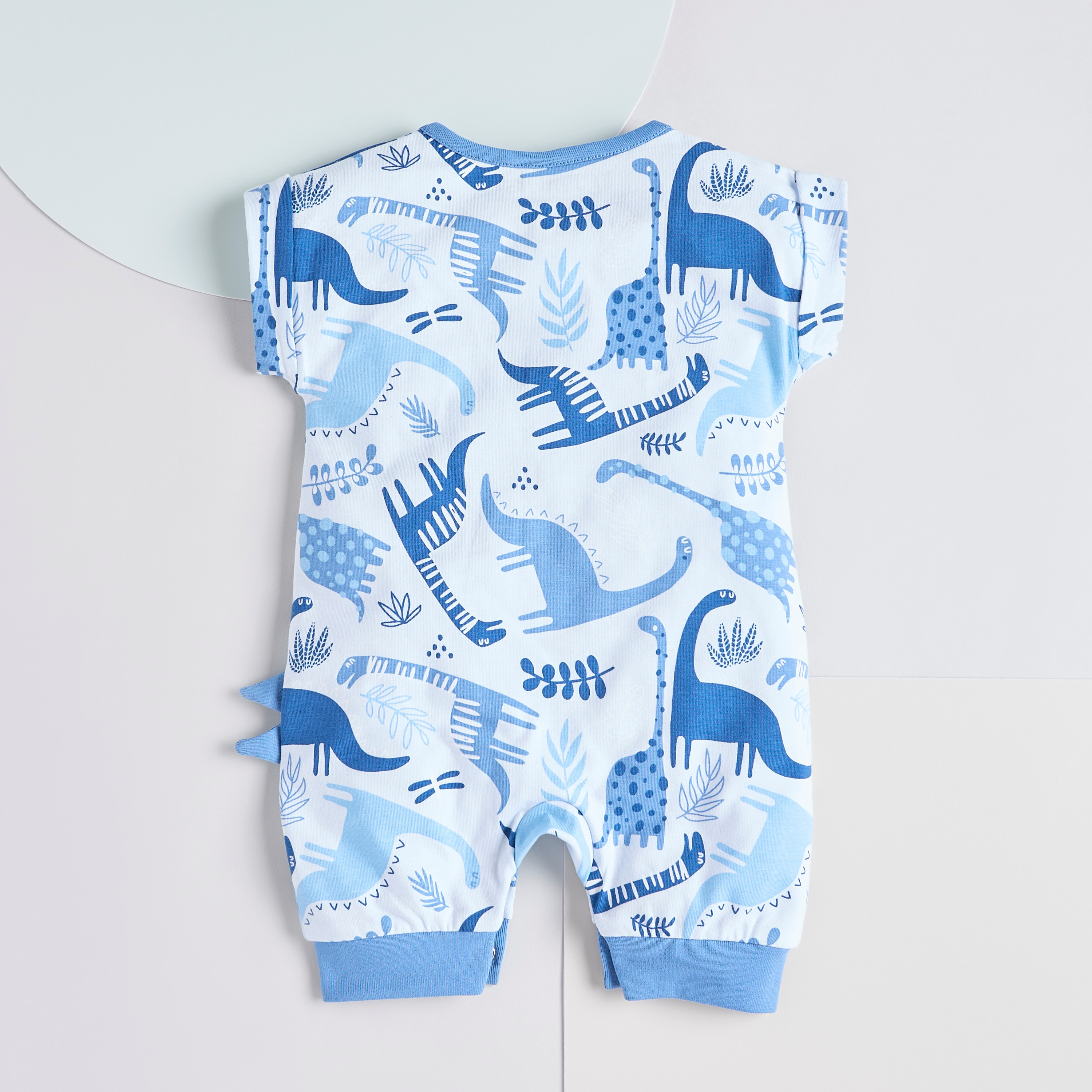 Juniors All-Over Dinosaur Print Romper with Short Sleeves-baby-boys-clothing-winterwear-rompers-image-4
