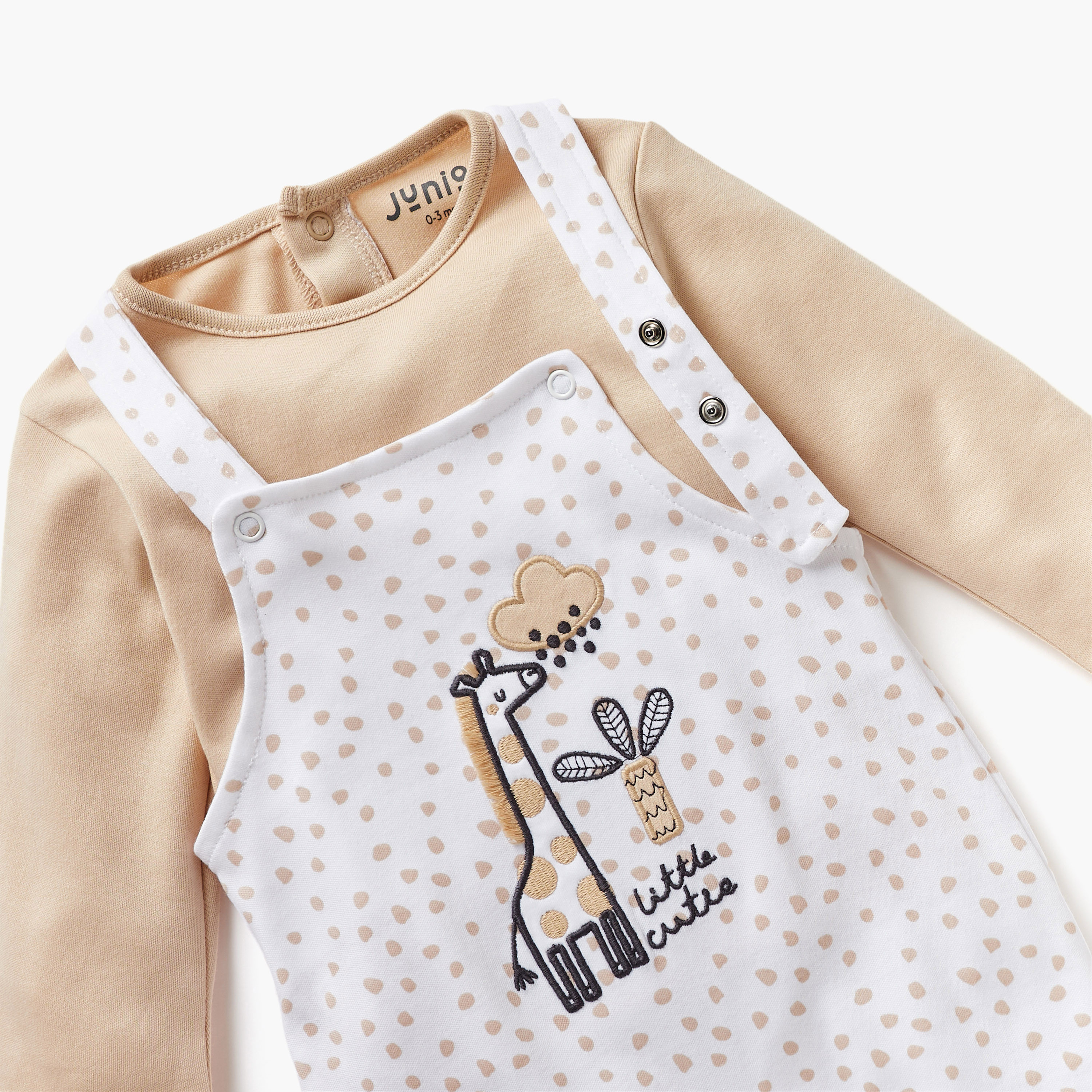Juniors Giraffe Embroidered Dungaree and T-shirt Set-boys-clothing-rompersanddungarees-image-4