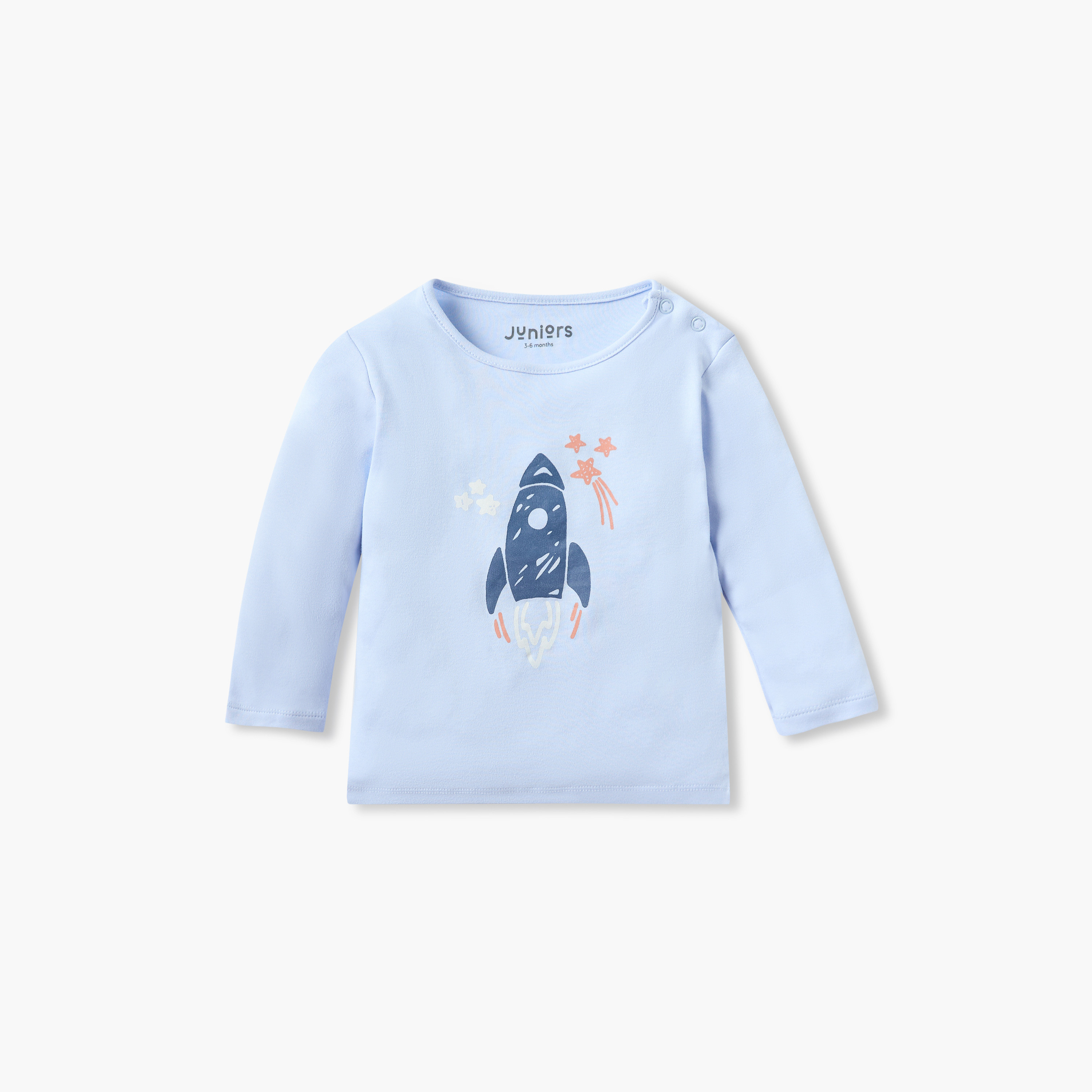 Juniors Rocket Print Long Sleeves T-shirt and Elasticated Pyjama Set-baby-boys-clothing-nightwear-pyjamasets-image-2