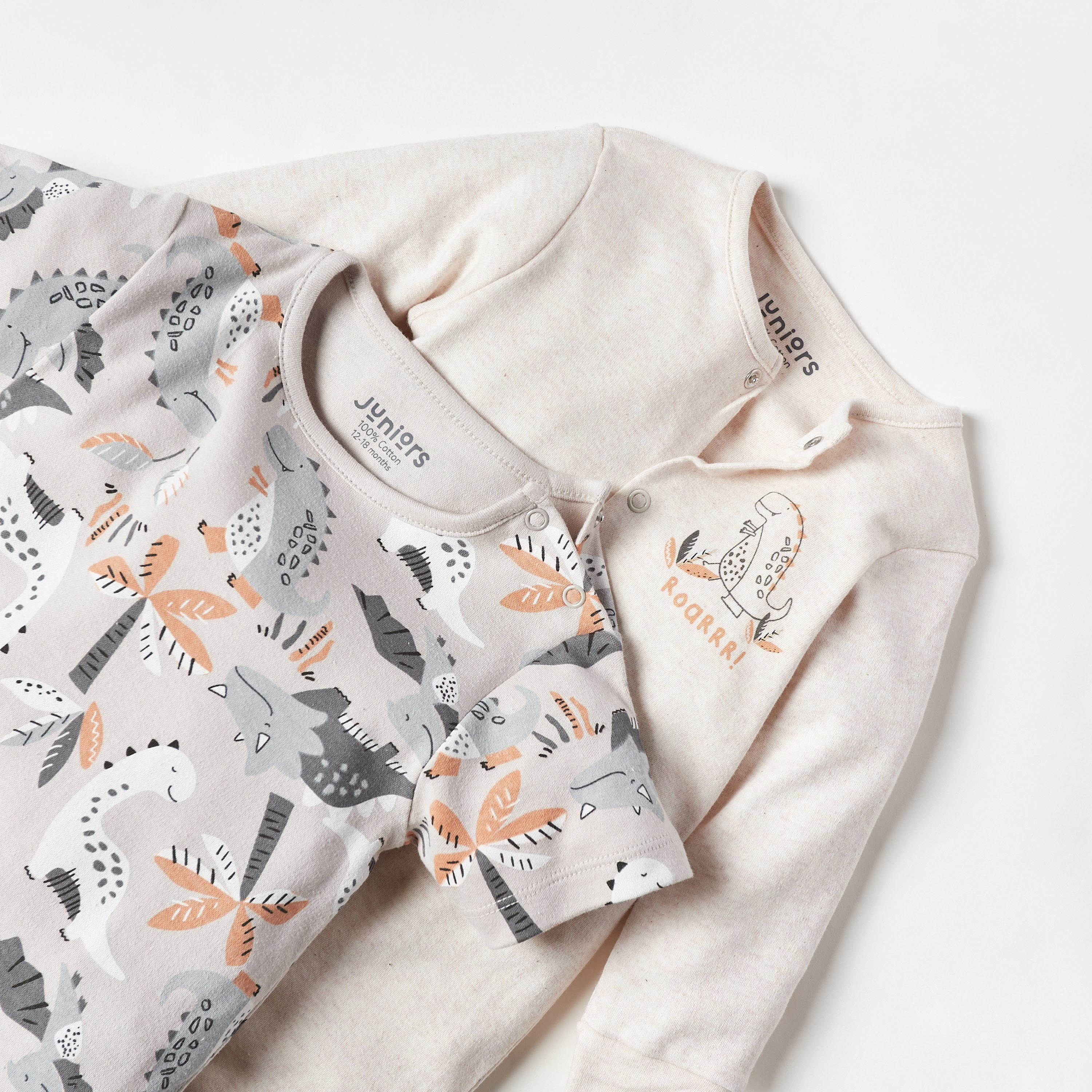 طقم بدلة نوم ورومبير بطبعة ديناصور من جونيورز-baby-boys-clothing-nightwear-sleepsuits-image-2