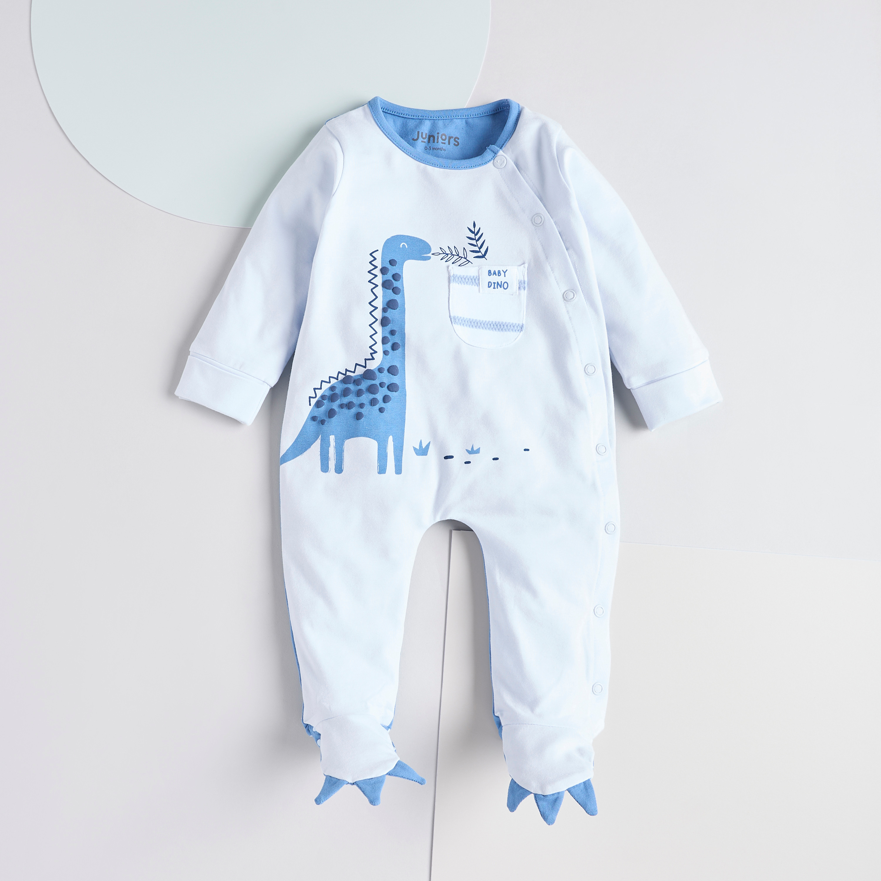 Juniors Dinosaur Print Closed Feet Sleepsuit with Button Closure-baby-boys-clothing-nightwear-sleepsuits-image-1