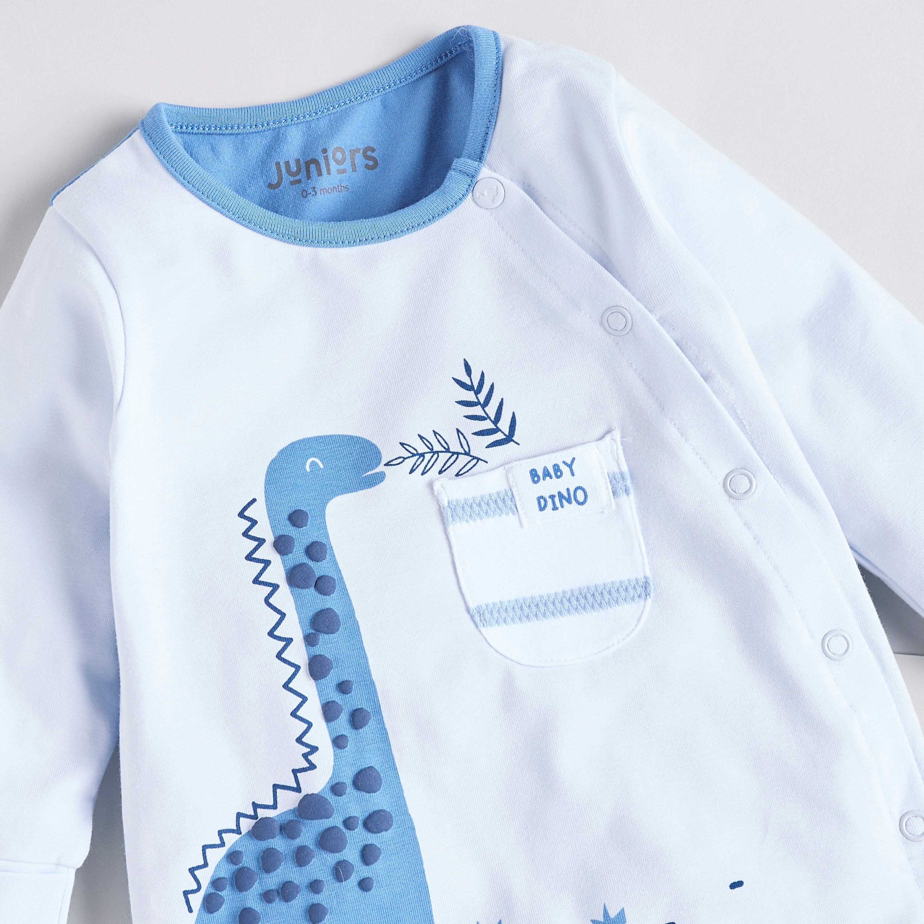 Juniors Dinosaur Print Closed Feet Sleepsuit with Button Closure-baby-boys-clothing-nightwear-sleepsuits-image-2