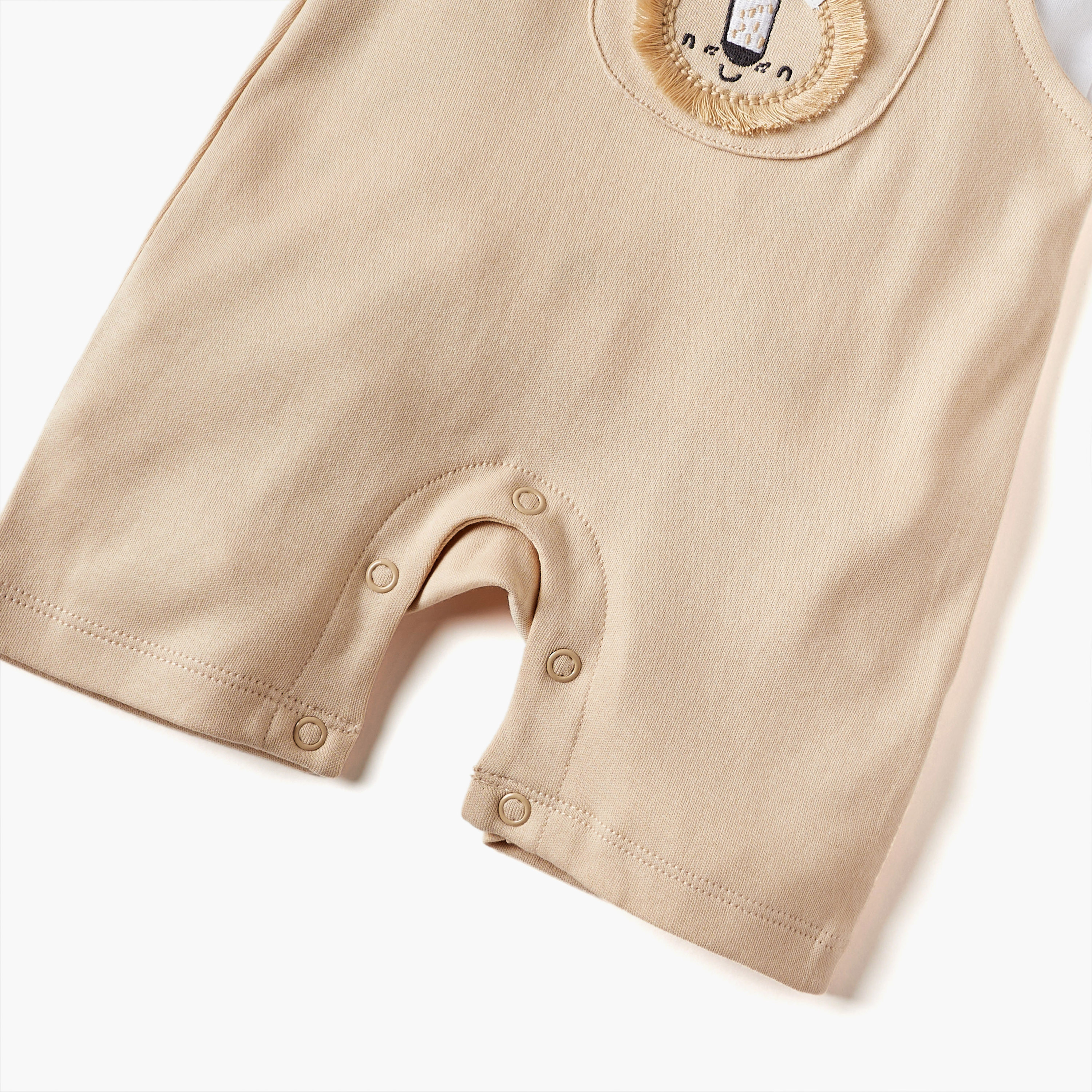 Juniors Lion Applique Detail Dungaree and T-shirt Set-baby-girls-clothing-setsandcoords-image-5