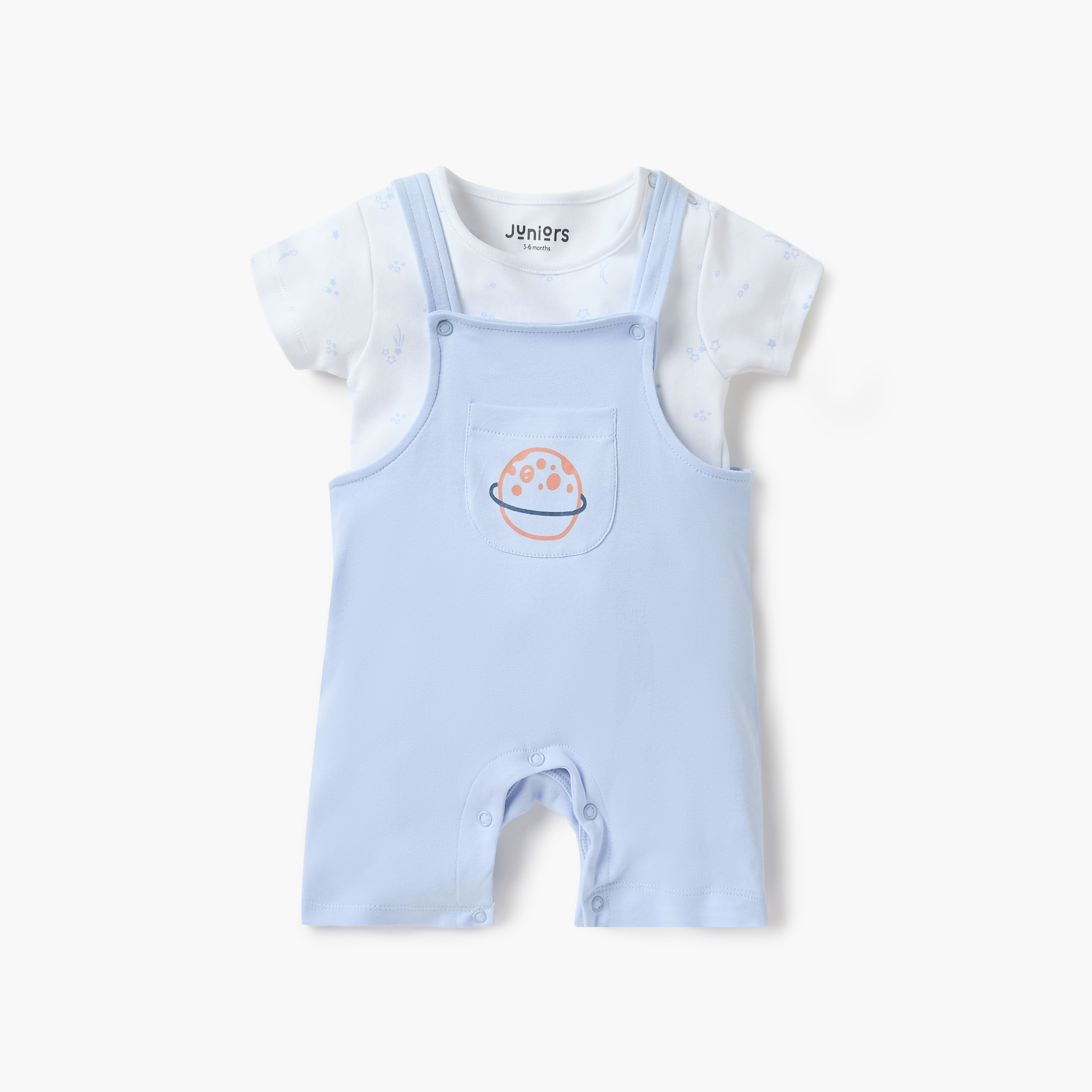 Juniors Printed T-shirt and Dungaree Set-baby-boys-clothing-setsandcoords-image-1