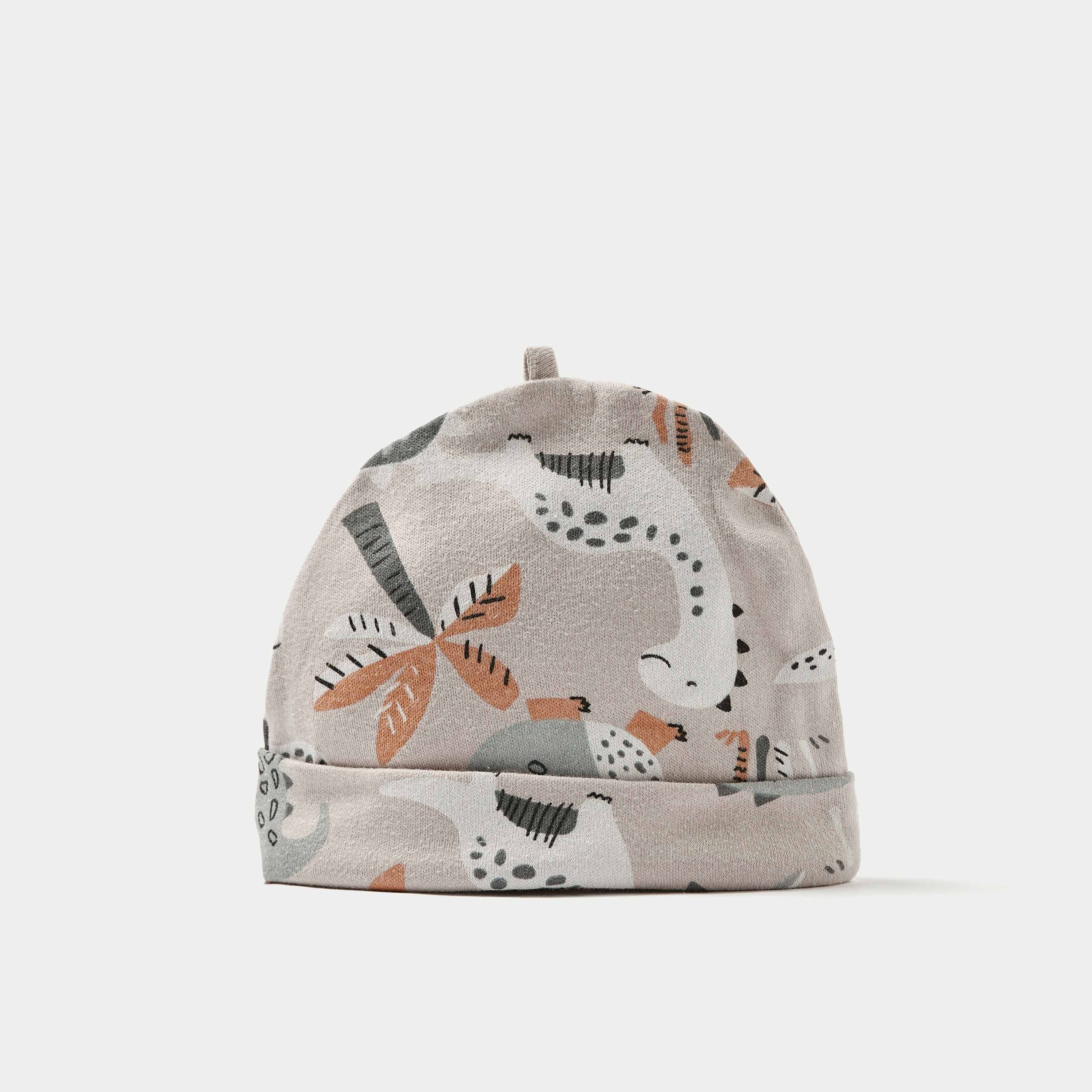 Juniors Dino Print Beanie Cap - Set of 2-baby-boys-accessories-caps-image-3