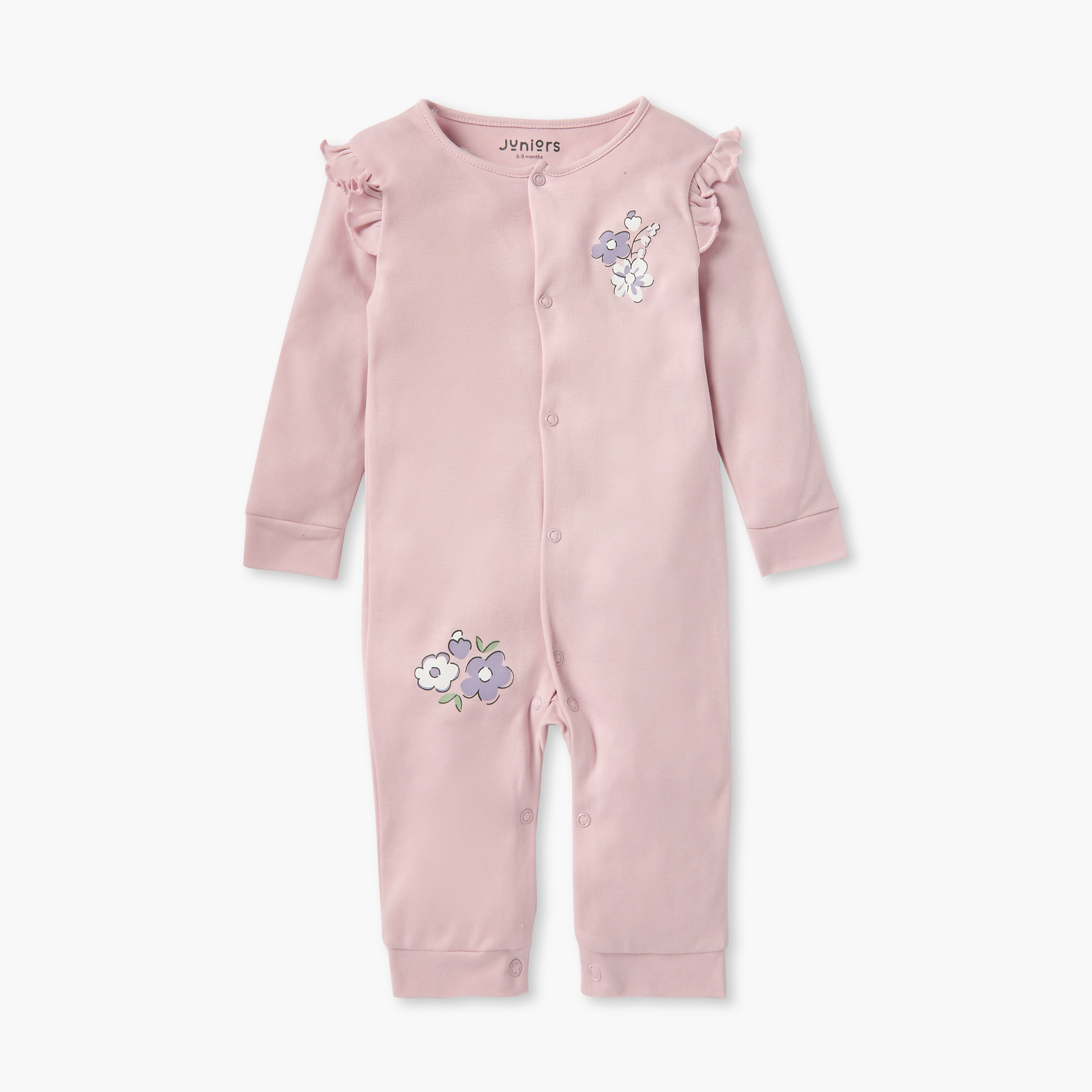 Juniors Floral Print Sleepsuit and Romper-baby-girls-clothing-nightwear-sleepsuits-image-3
