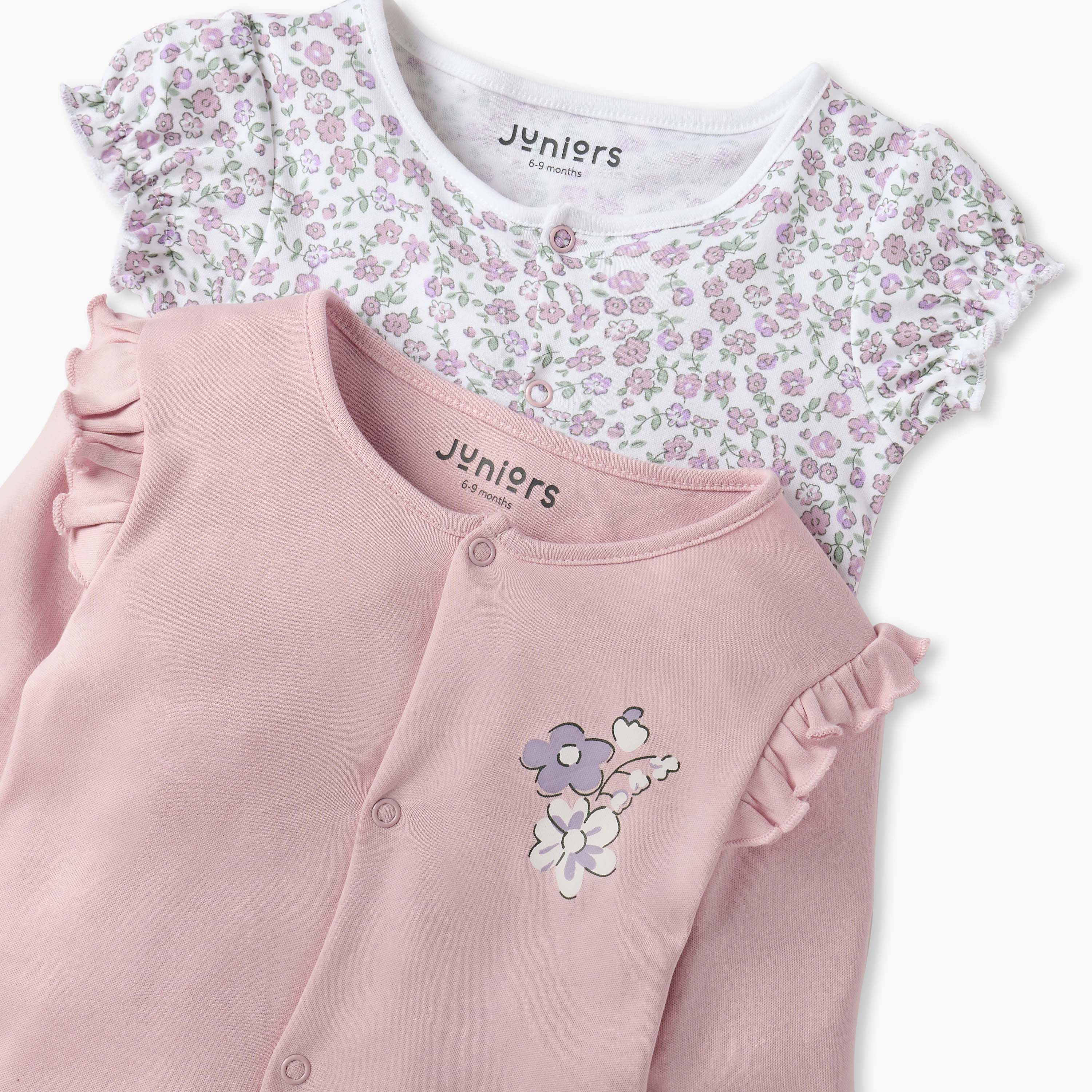 Juniors Floral Print Sleepsuit and Romper-baby-girls-clothing-nightwear-sleepsuits-image-4
