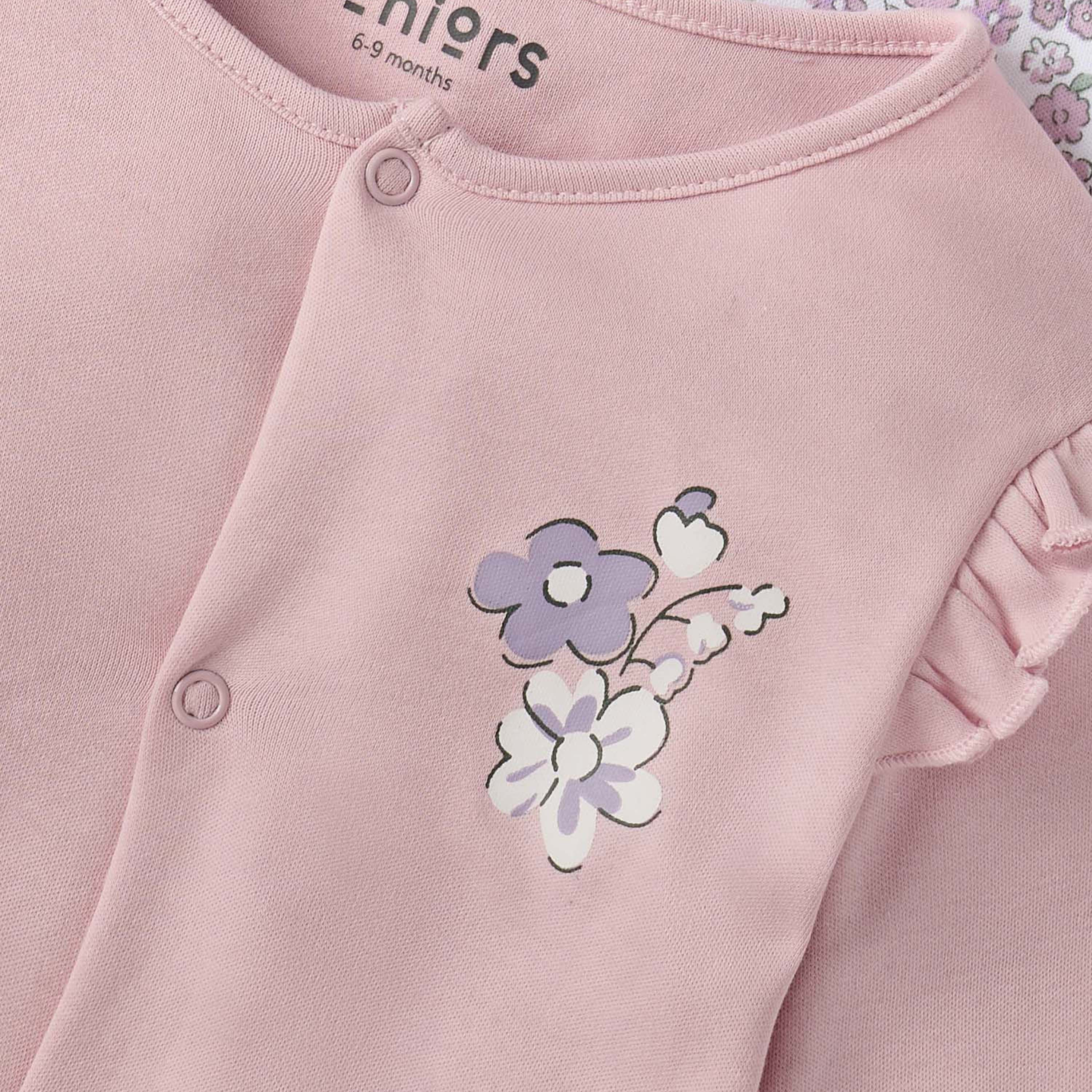 Juniors Floral Print Sleepsuit and Romper-baby-girls-clothing-nightwear-sleepsuits-image-6