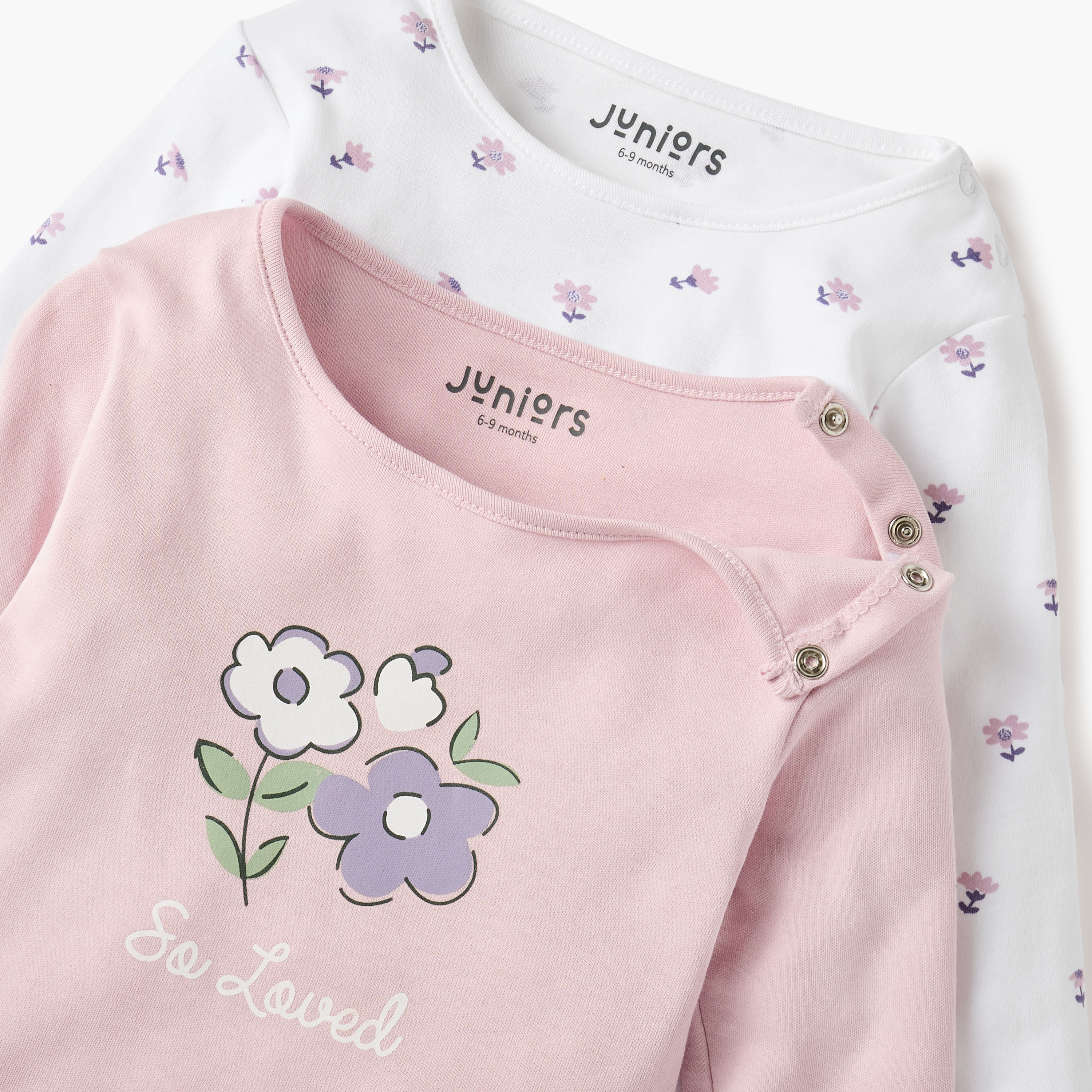 Juniors Floral Print T-shirt with Long Sleeves - Set of 2-baby-girls-clothing-nightwear-pyjamasets-image-4