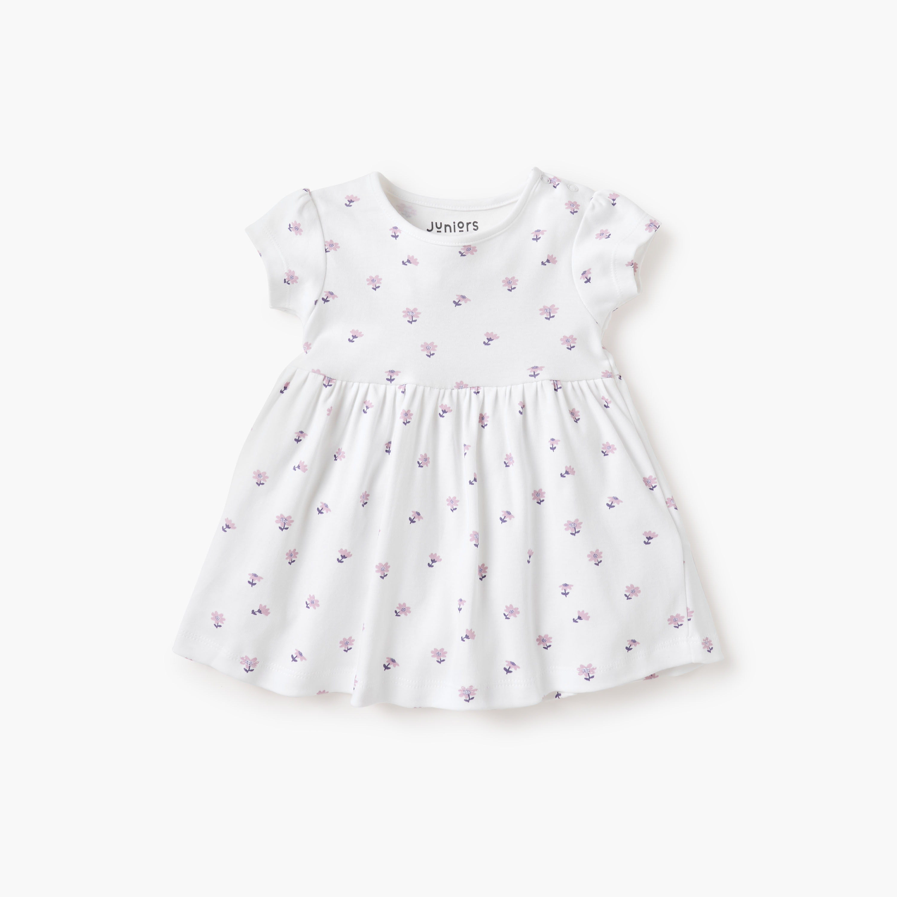 Juniors Floral Print A-line Dress with Round Neck - Set of 2-baby-girls-clothing-dressesandjumpsuits-image-3