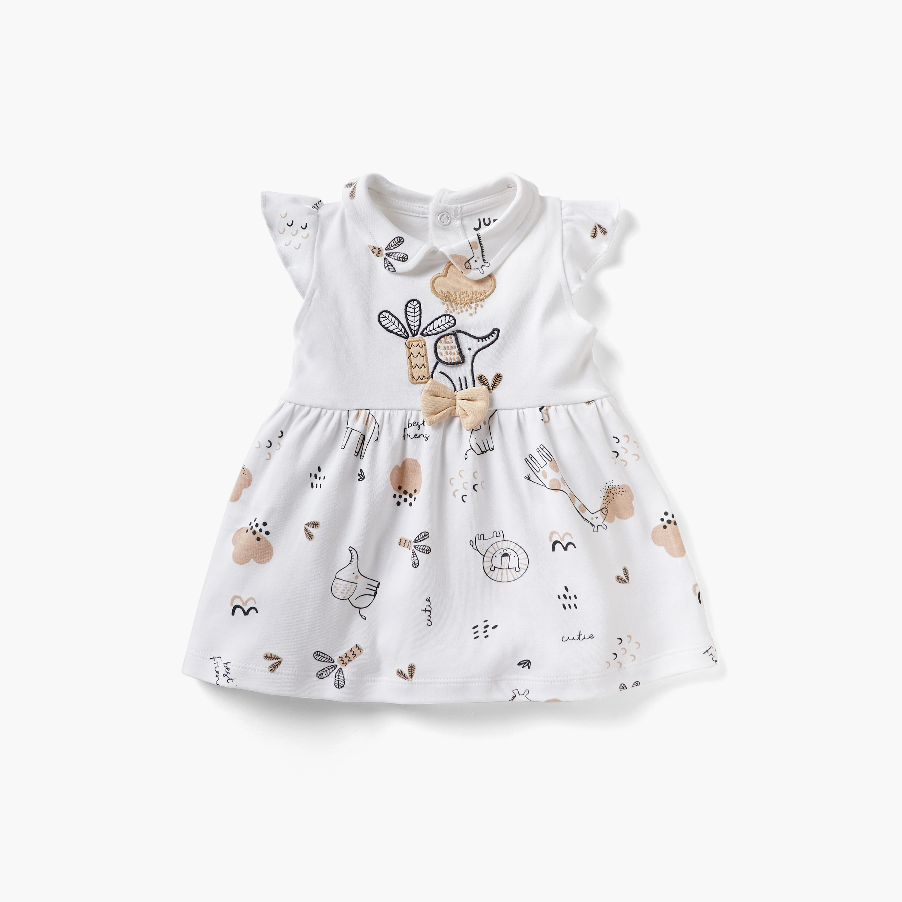 Juniors Animal Print A-line Dress with Collar and Short Sleeves-baby-girls-clothing-dressesandjumpsuits-image-1