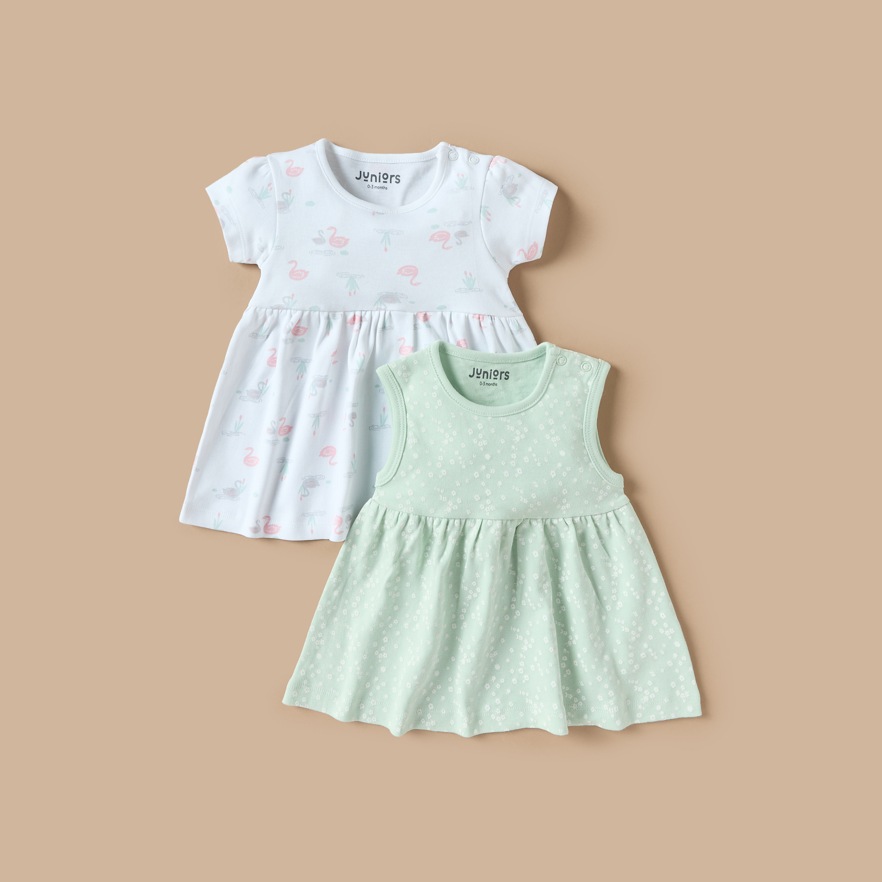 Buy Juniors Printed A line Dress with Round Neck Set of 2 Online Mothercare Bahrain