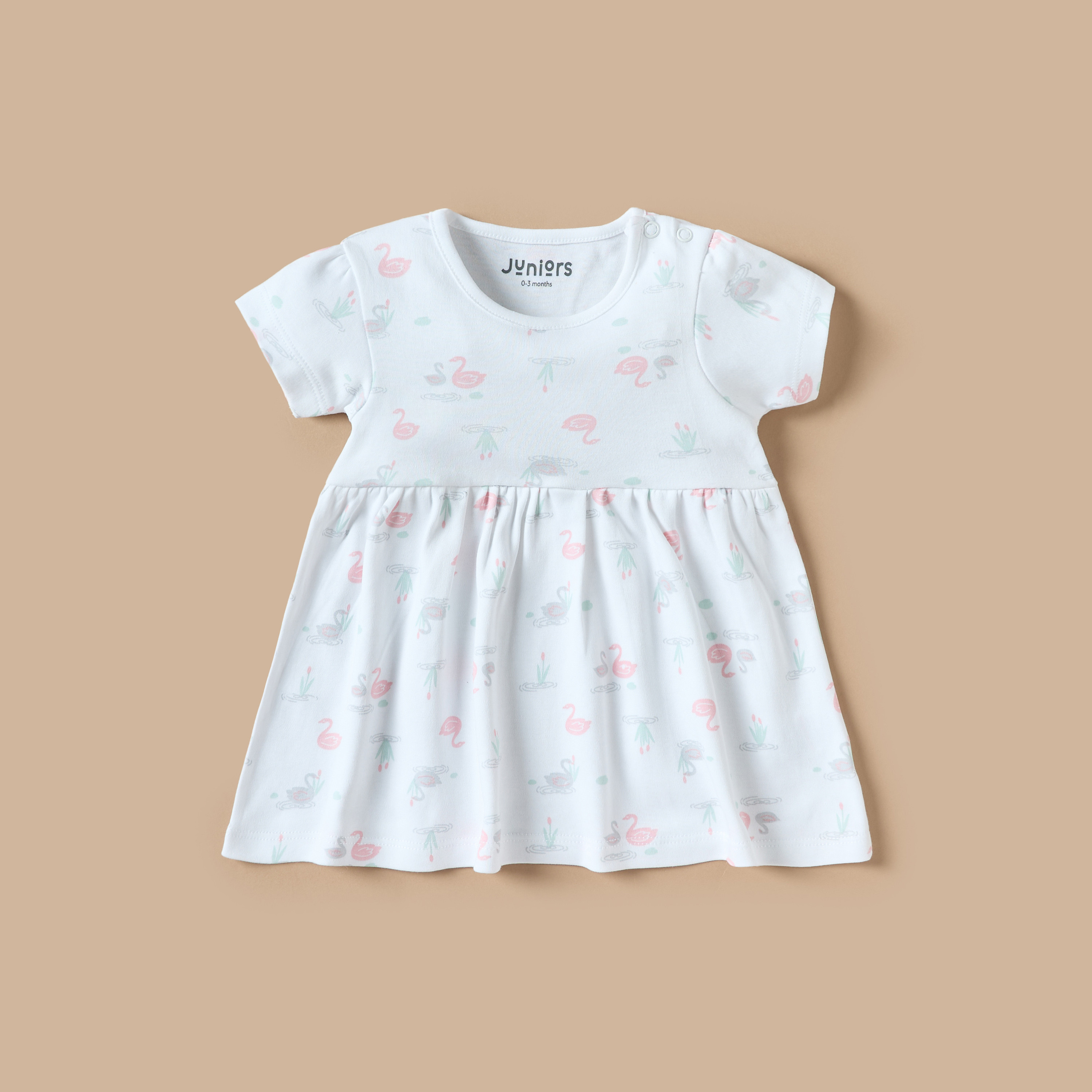 Juniors Printed A-line Dress with Round Neck - Set of 2-baby-girls-clothing-dressesandjumpsuits-image-2