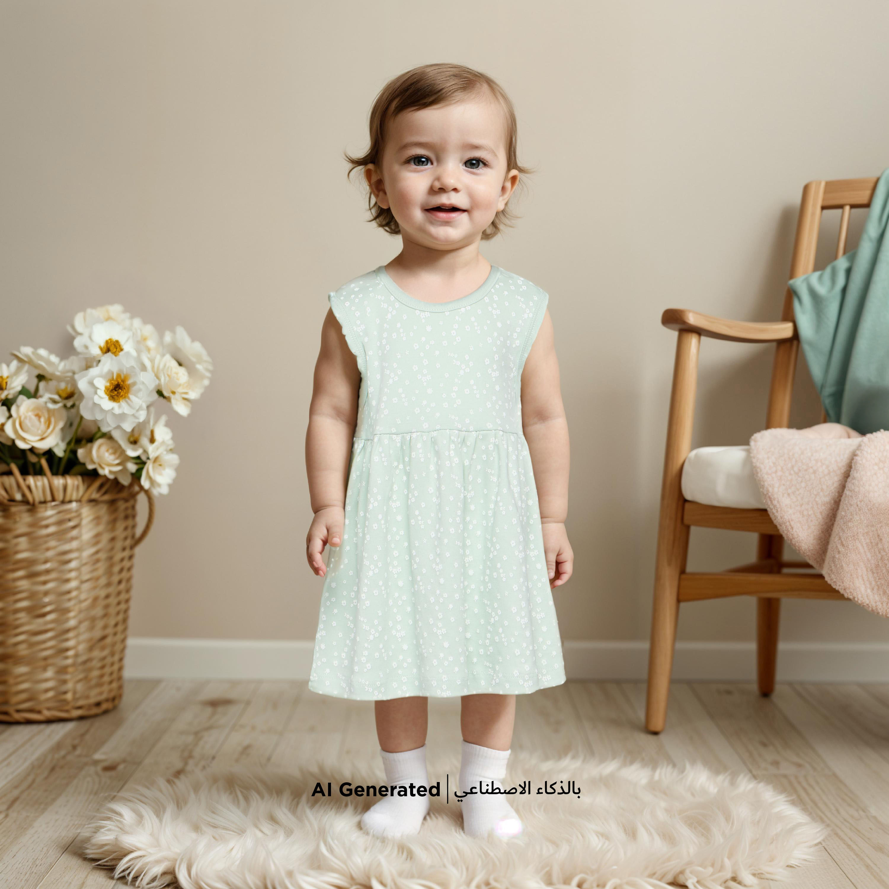 Juniors Printed A-line Dress with Round Neck - Set of 2-baby-girls-clothing-dressesandjumpsuits-image-7