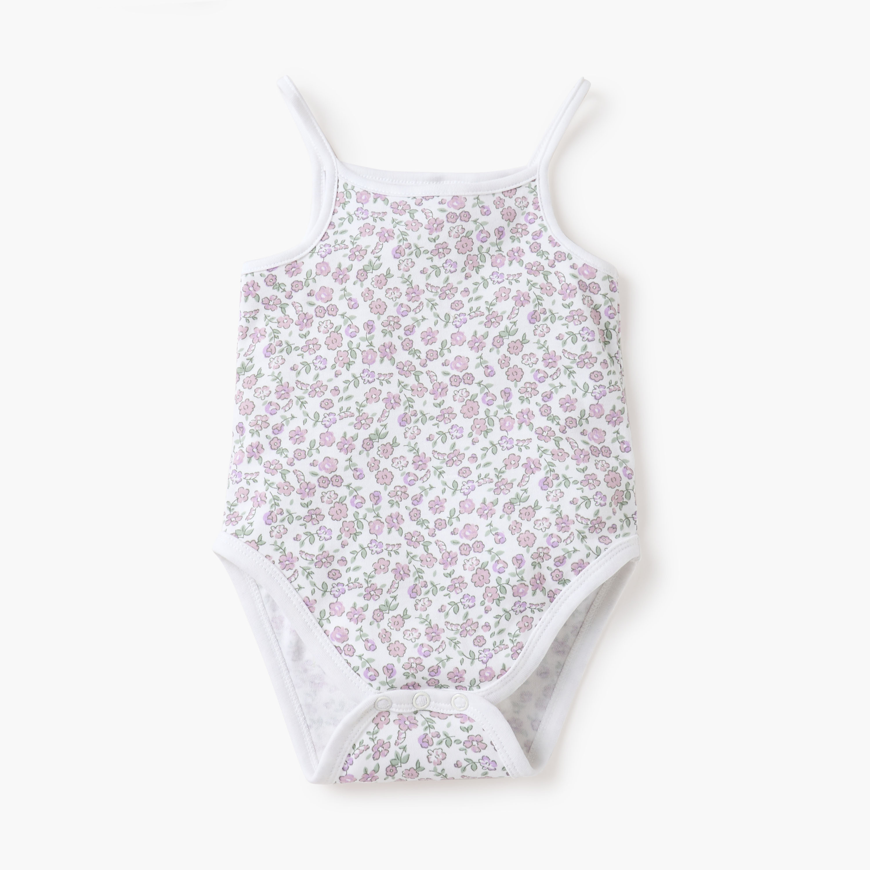 Juniors Floral Print Strappy Bodysuit with Snap Button Closure - Set of 3-baby-girls-clothing-bodysuits-image-2