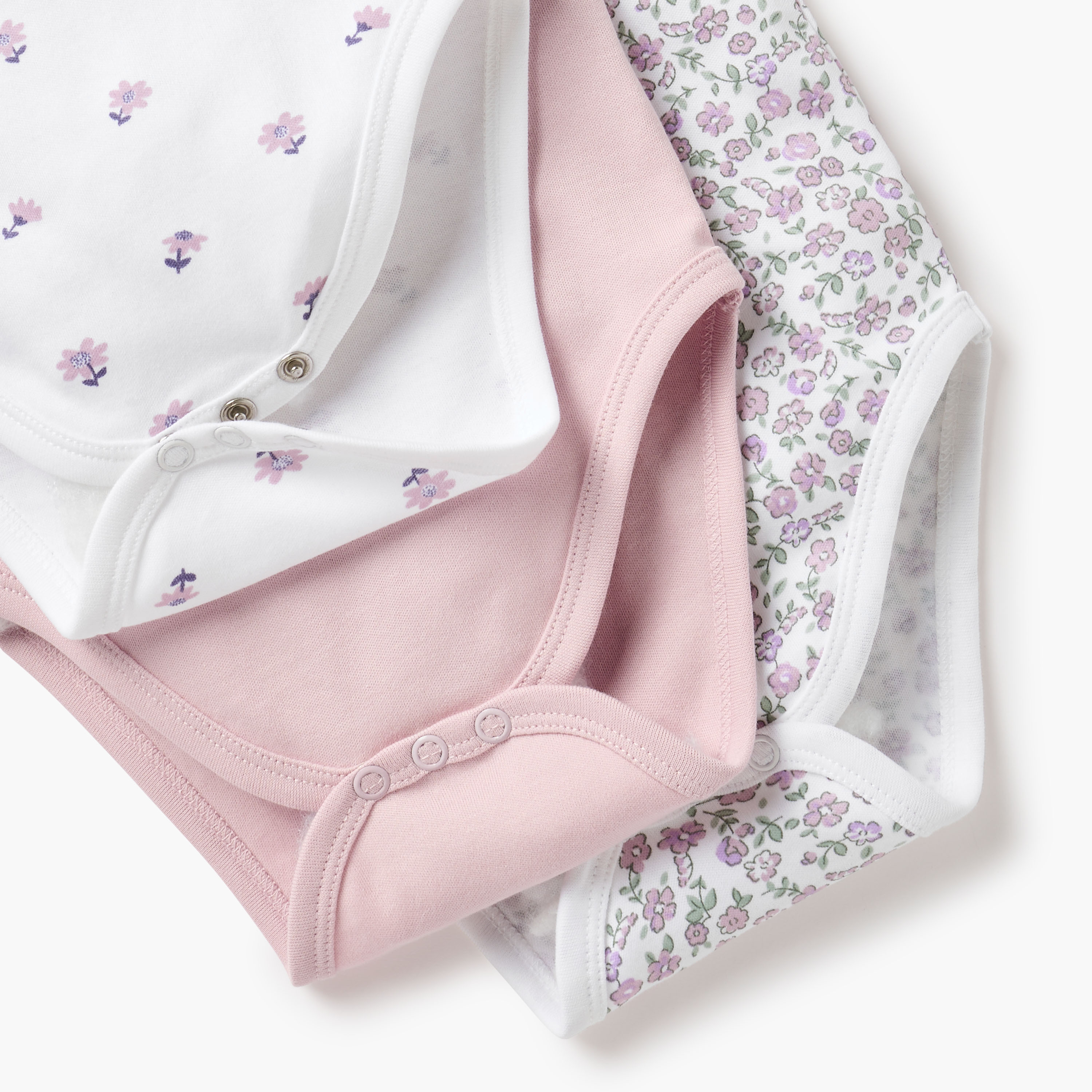 Juniors Floral Print Strappy Bodysuit with Snap Button Closure - Set of 3-baby-girls-clothing-bodysuits-image-6
