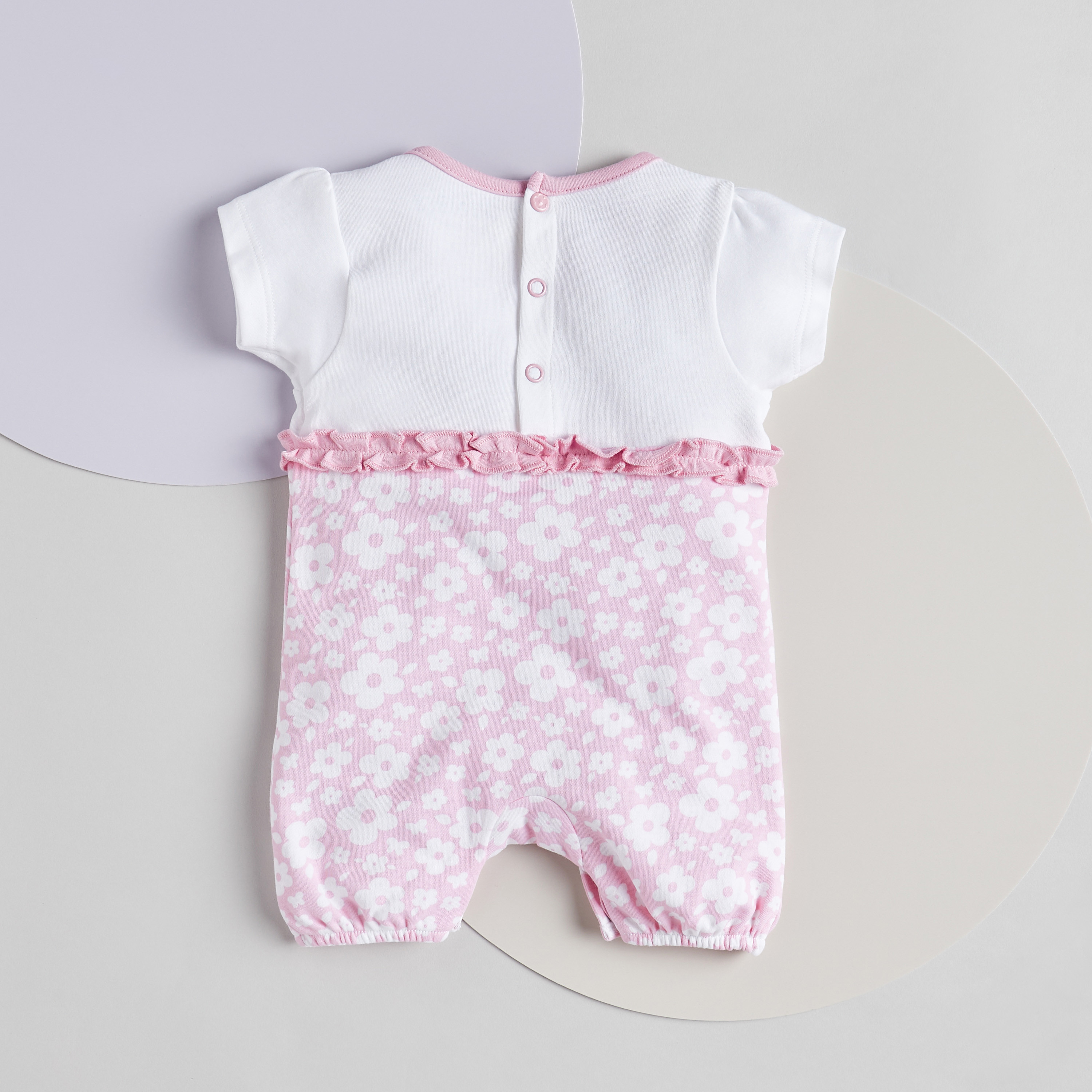 Juniors Floral Print Romper with Short Sleeves-baby-girls-clothing-rompers-image-2