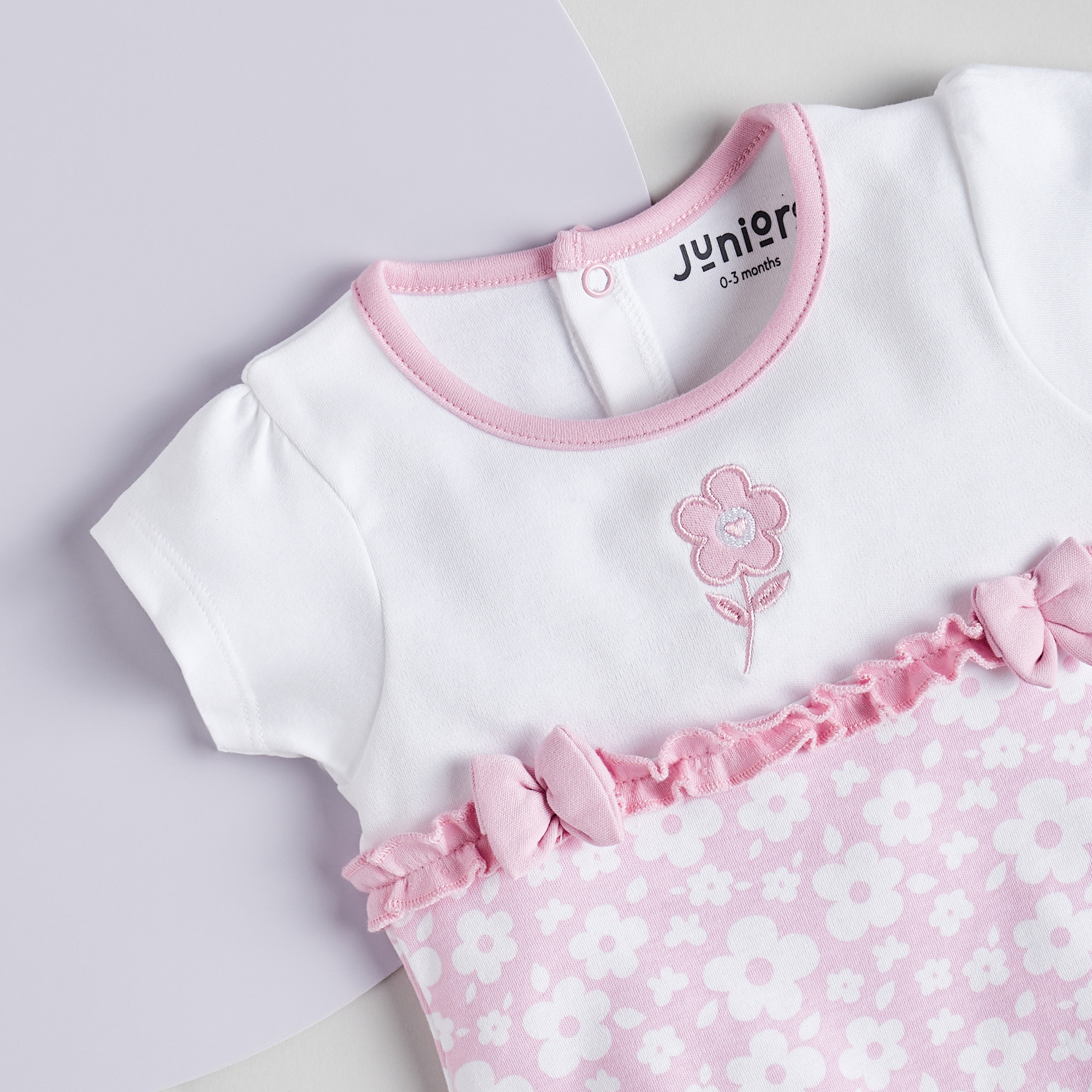 Juniors Floral Print Romper with Short Sleeves-baby-girls-clothing-rompers-image-3