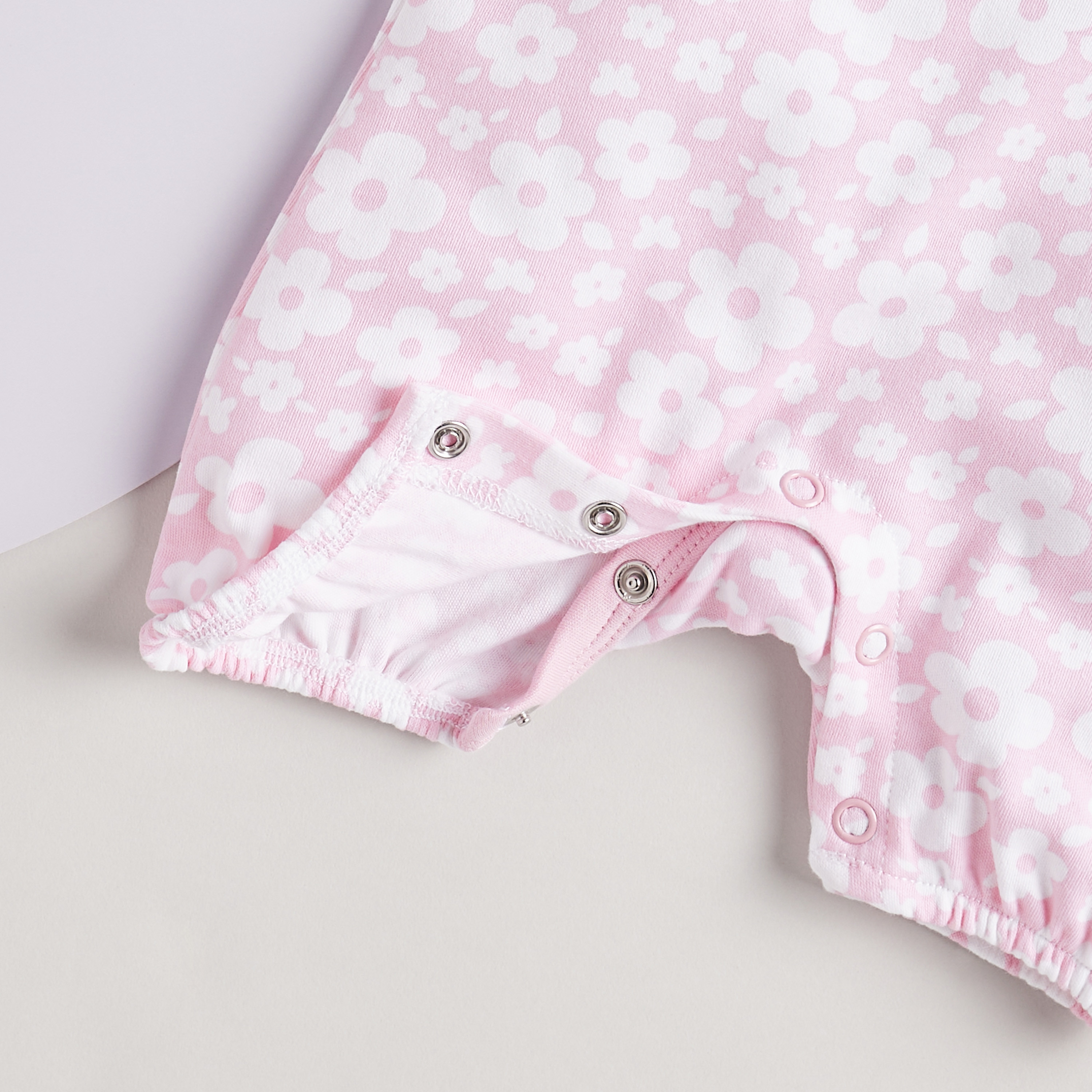Juniors Floral Print Romper with Short Sleeves-baby-girls-clothing-rompers-image-5