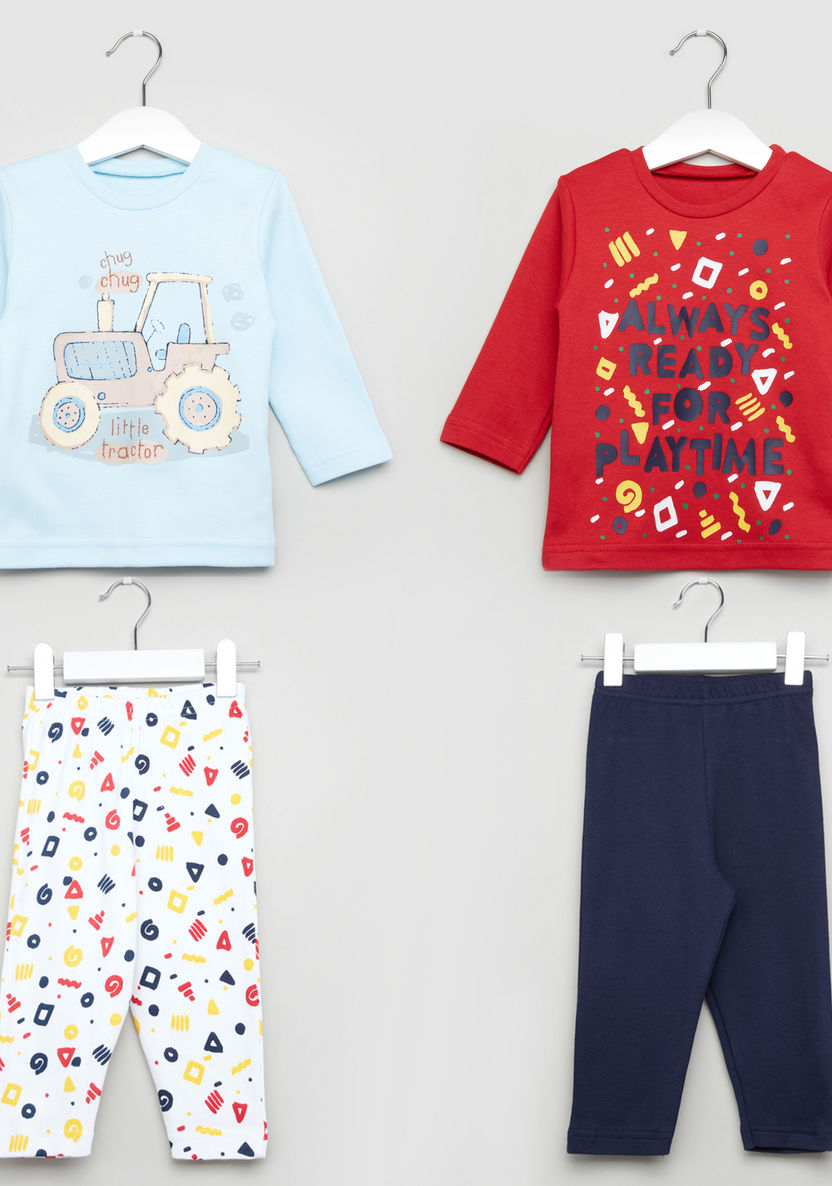 Juniors Printed T-shirt and Pyjama - Set of 2-Multipacks-image-0