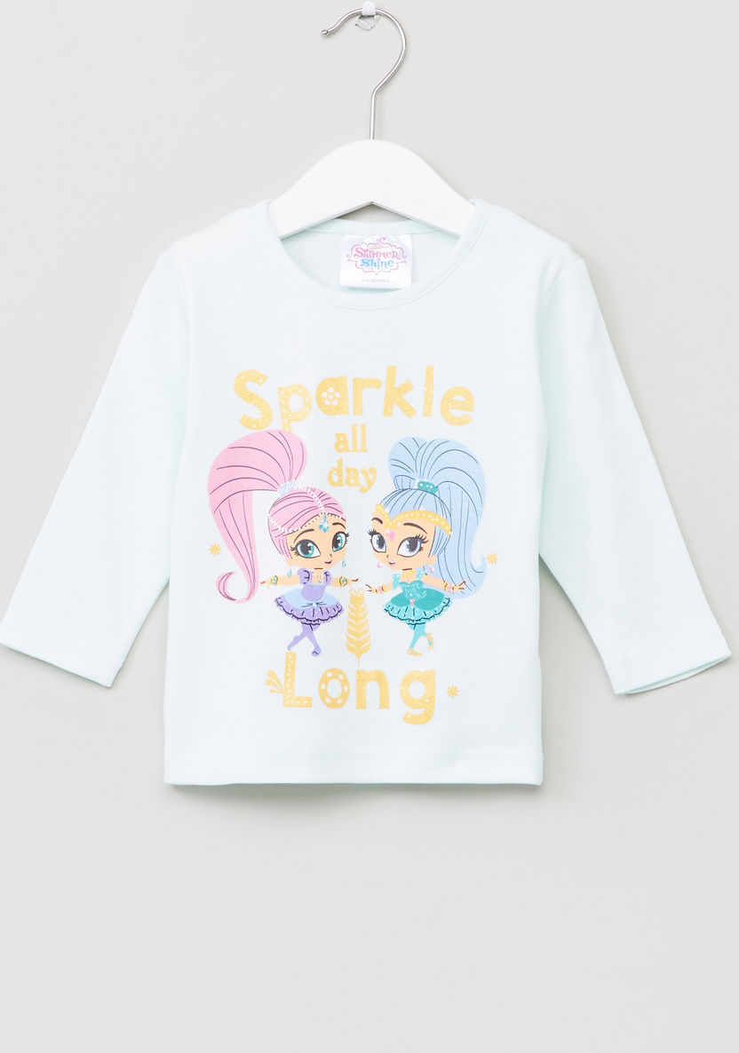 Shimmer and Shine Printed T-shirt with Jog Pants-Pyjama Sets-image-1