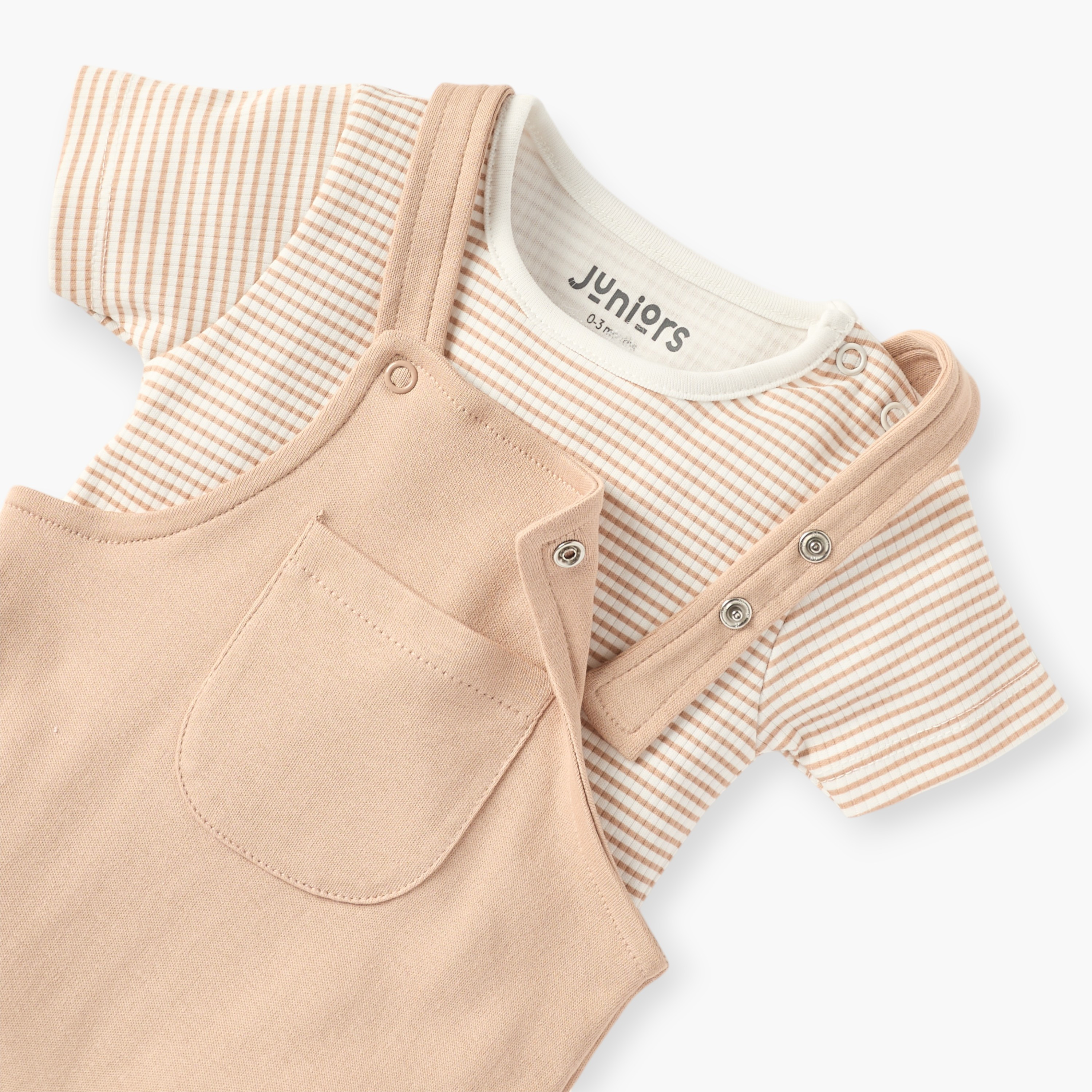Juniors Striped T-shirt and Dungaree Set-baby-boys-clothing-rompers-image-4