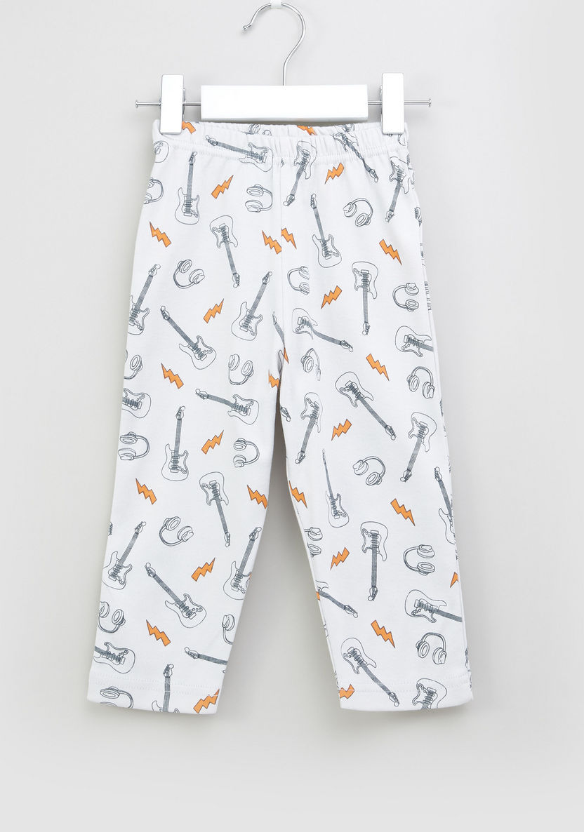 Juniors Printed Long Sleeves T-shirt and Pyjamas - Set of 2-Multipacks-image-3