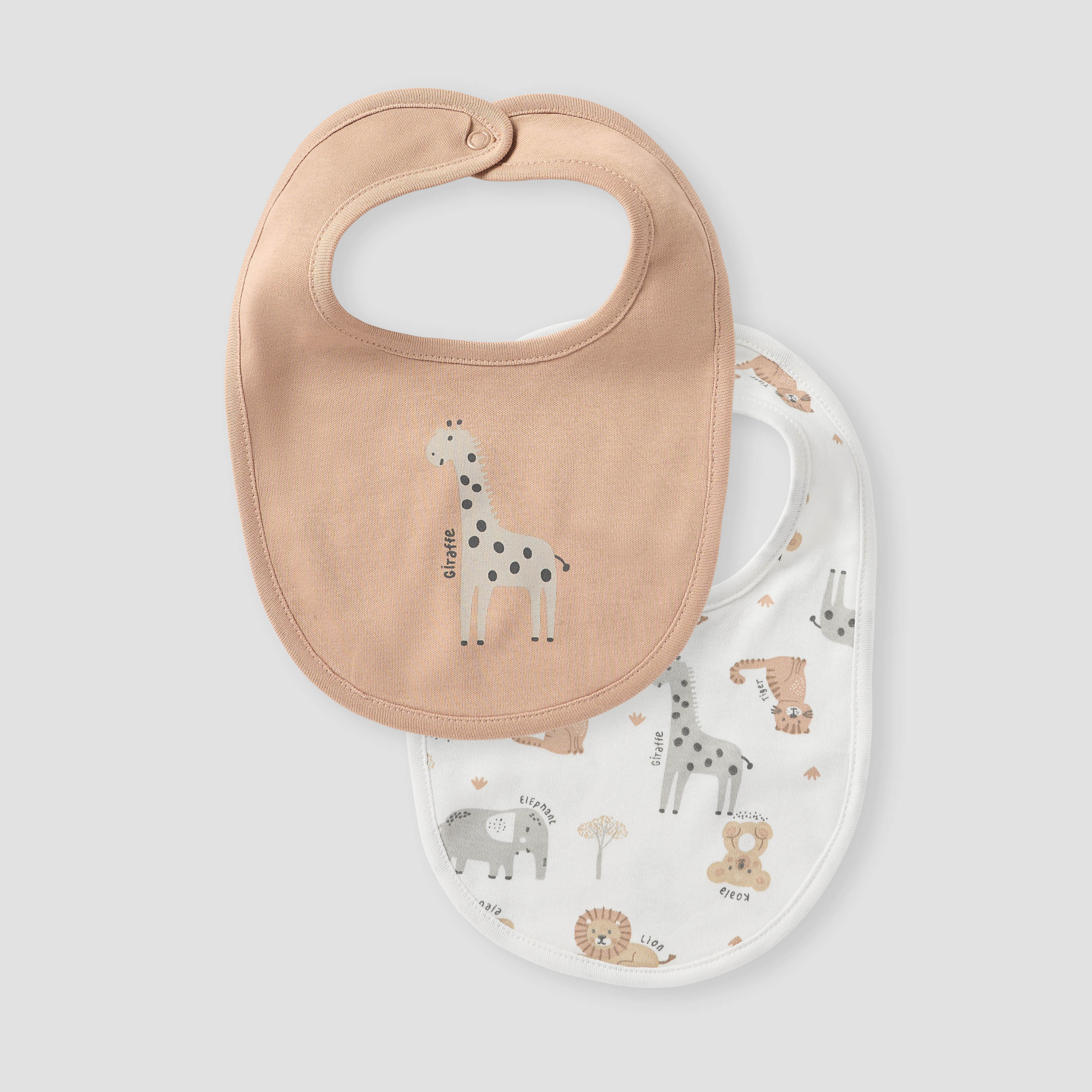 Juniors Animal Print Bib with Button Closure - Set of 2-baby-feeding-bibs-image-1