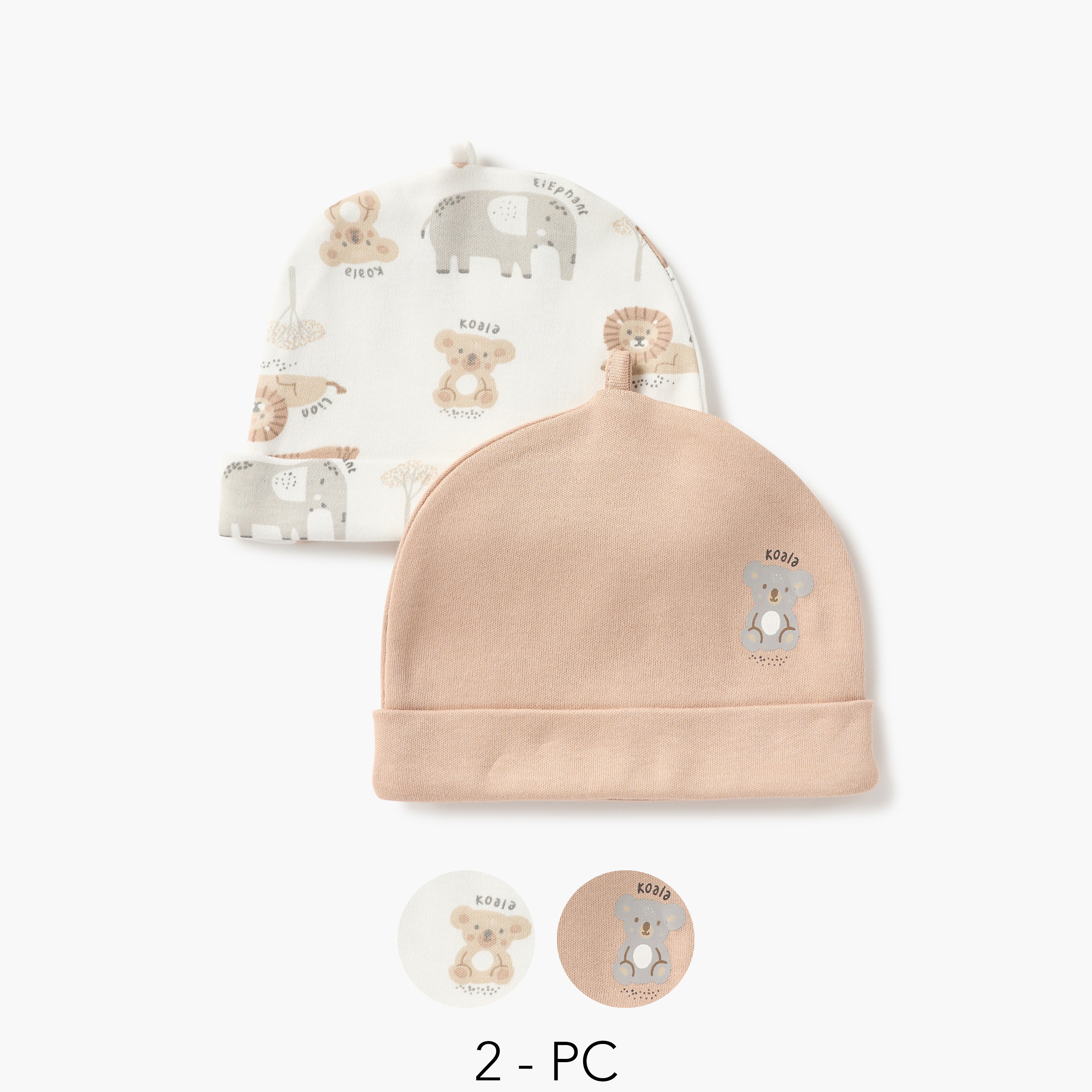 Juniors Animal Print Cap - Set of 2-baby-boys-accessories-caps-image-1