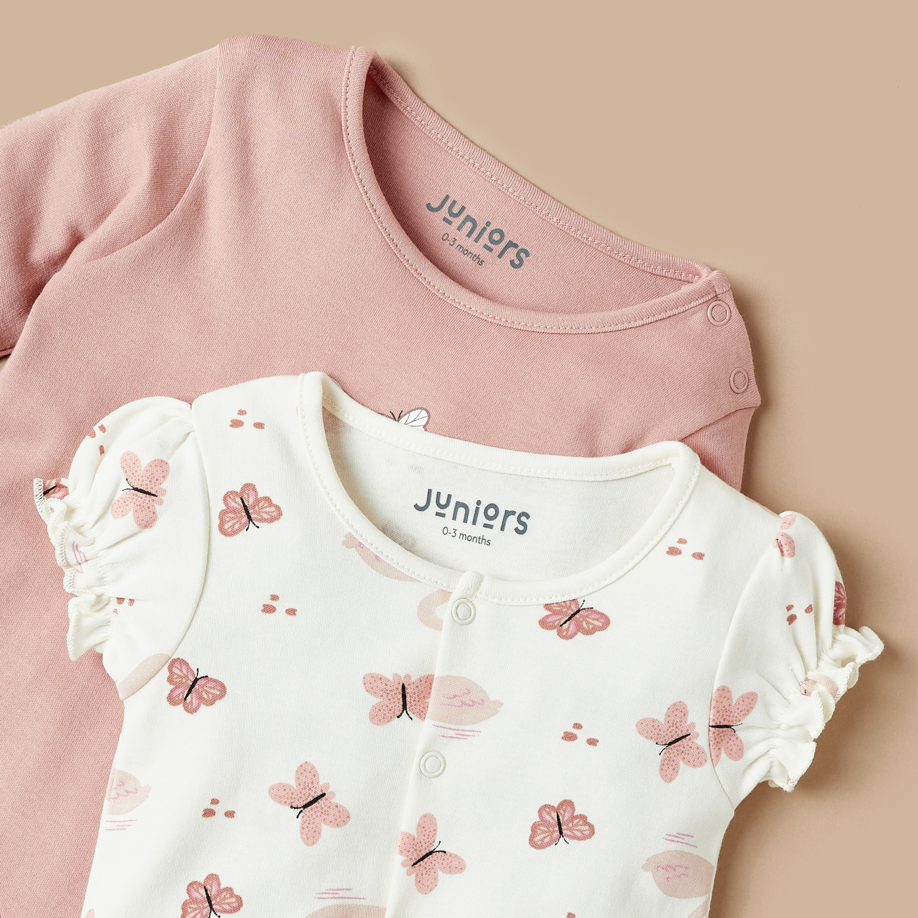Juniors Happy Swan Print Romper with Snap Button Closure - Set of 2-baby-girls-clothing-nightwear-sleepsuits-image-4