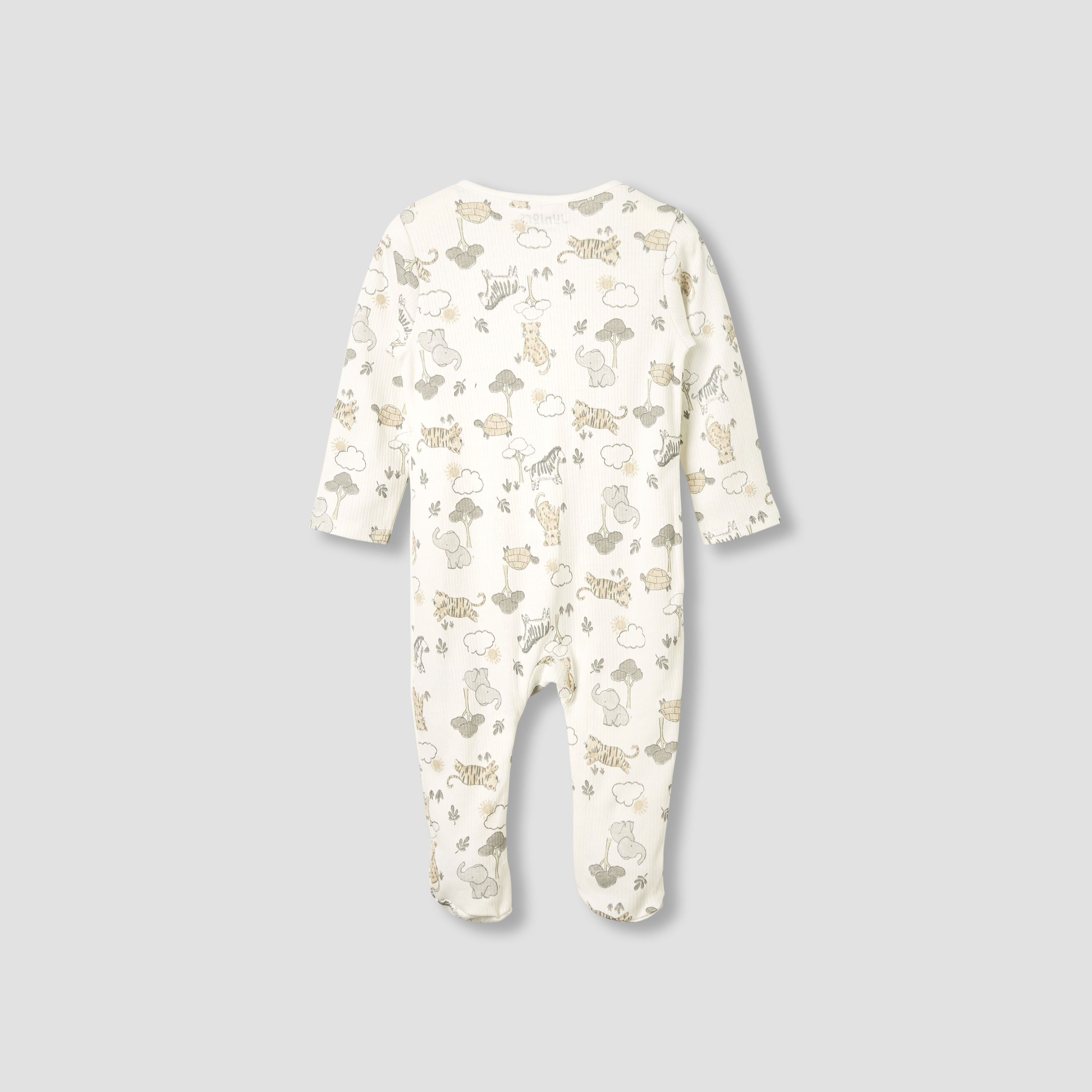 Juniors Round Neck Sleepsuit with Animal Print - Cotton - Long Sleeves-baby-boys-clothing-nightwear-sleepsuits-image-2