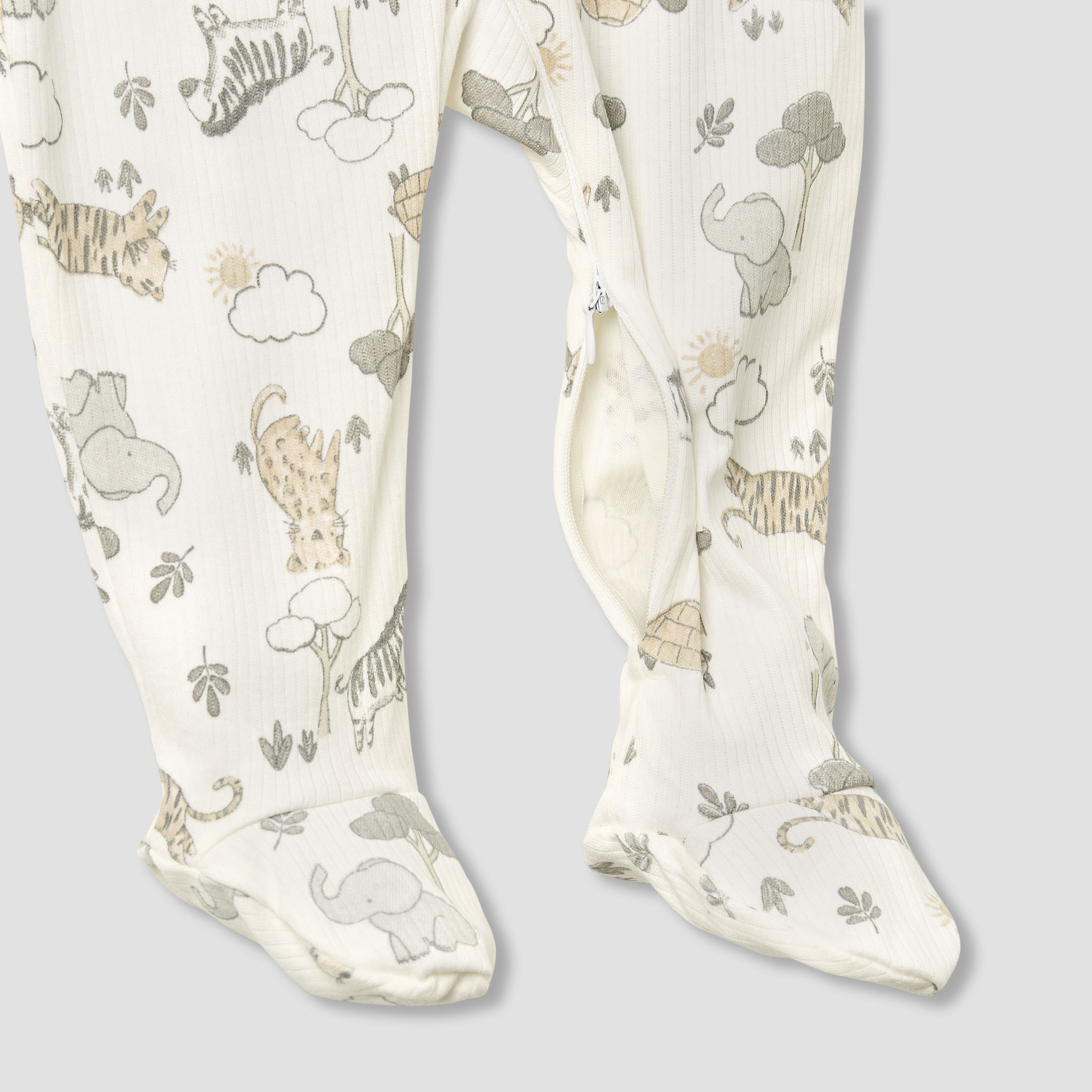 Juniors Round Neck Sleepsuit with Animal Print - Cotton - Long Sleeves-baby-boys-clothing-nightwear-sleepsuits-image-4